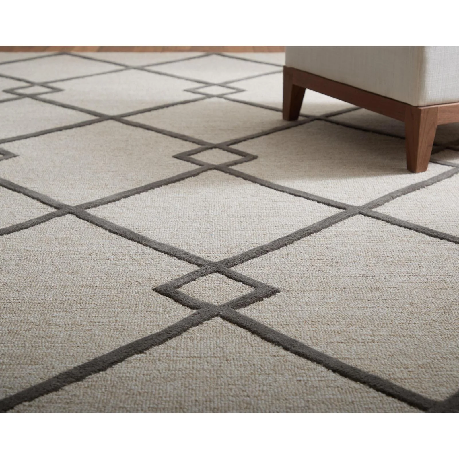 Feizy Kimball 8A36F Transitional Trellis & Lattice Rug in Ivory/Gray/Tan - Image 3