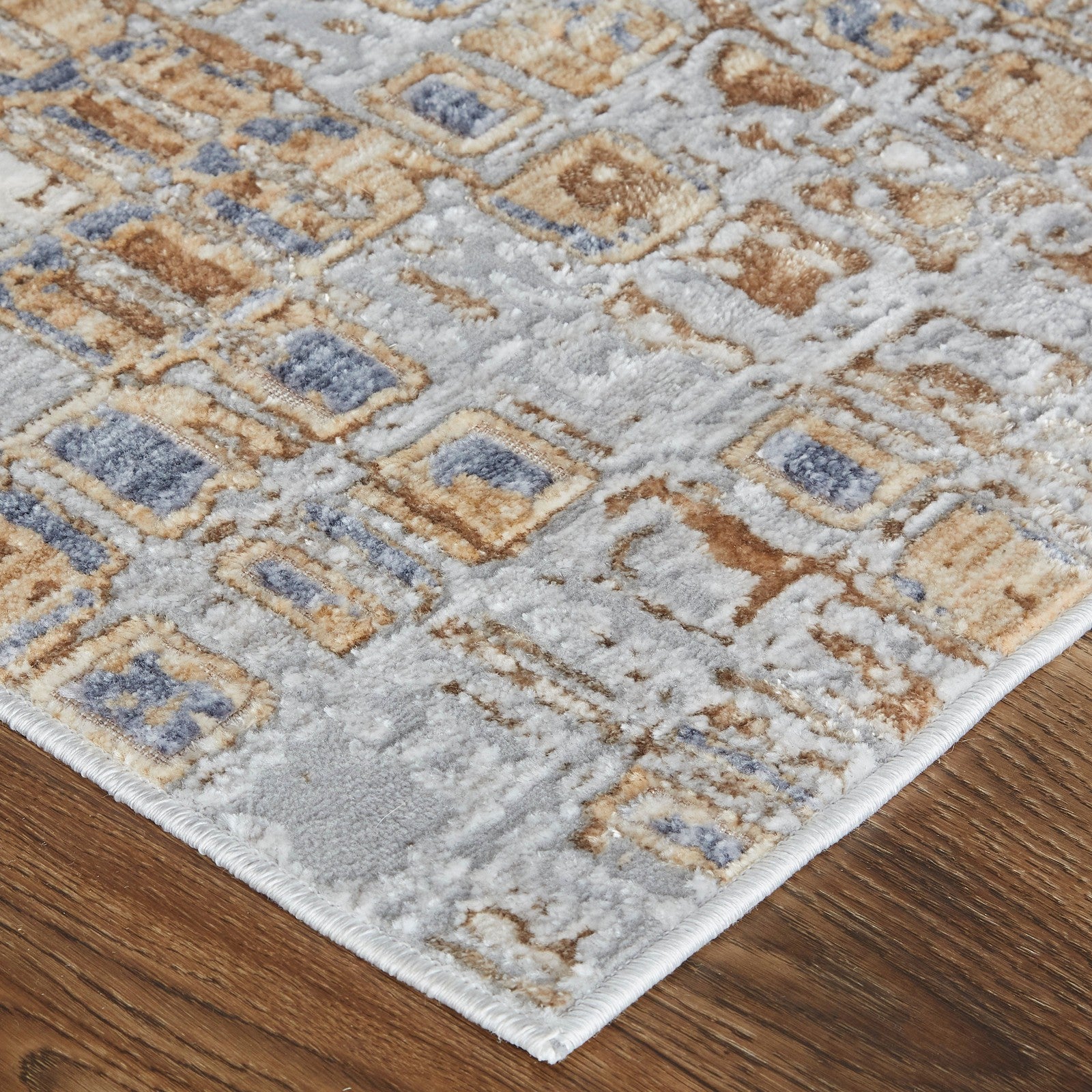 Feizy Laina 39G0F Transitional Geometric in Tan/Ivory/Blue - Image 4