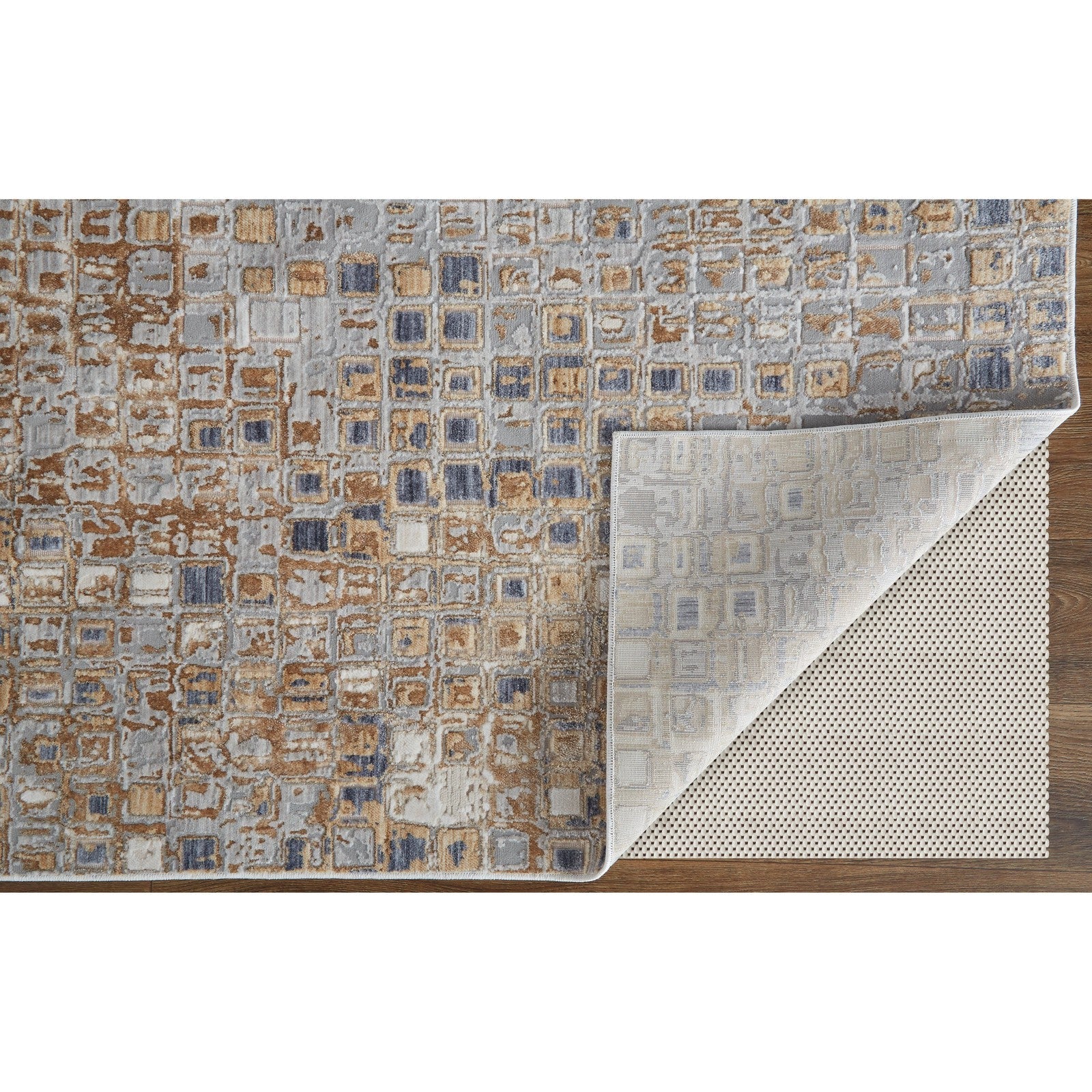 Feizy Laina 39G0F Transitional Geometric in Tan/Ivory/Blue - Image 5