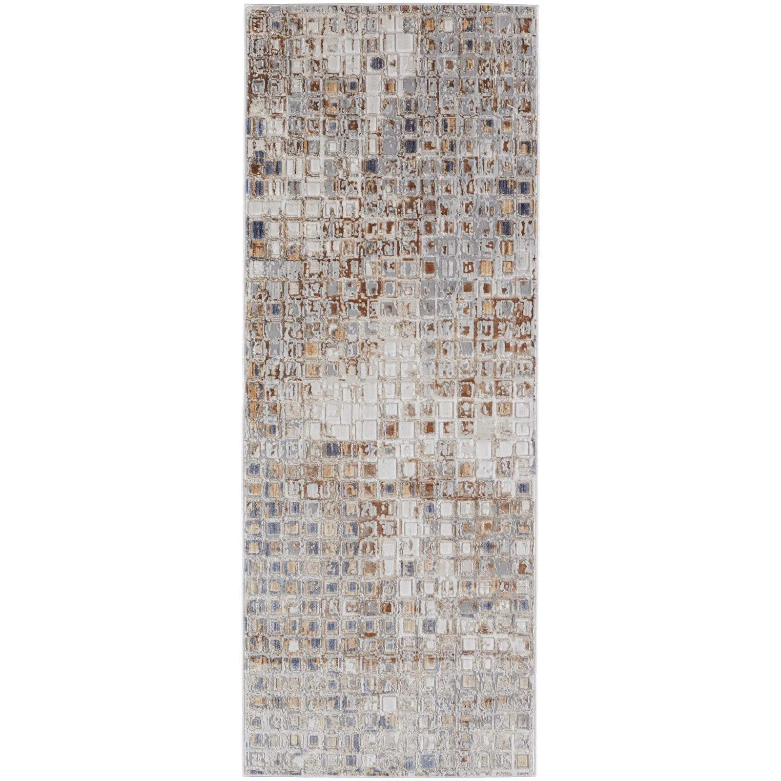 Feizy Laina 39G0F Transitional Geometric in Tan/Ivory/Blue - Image 9