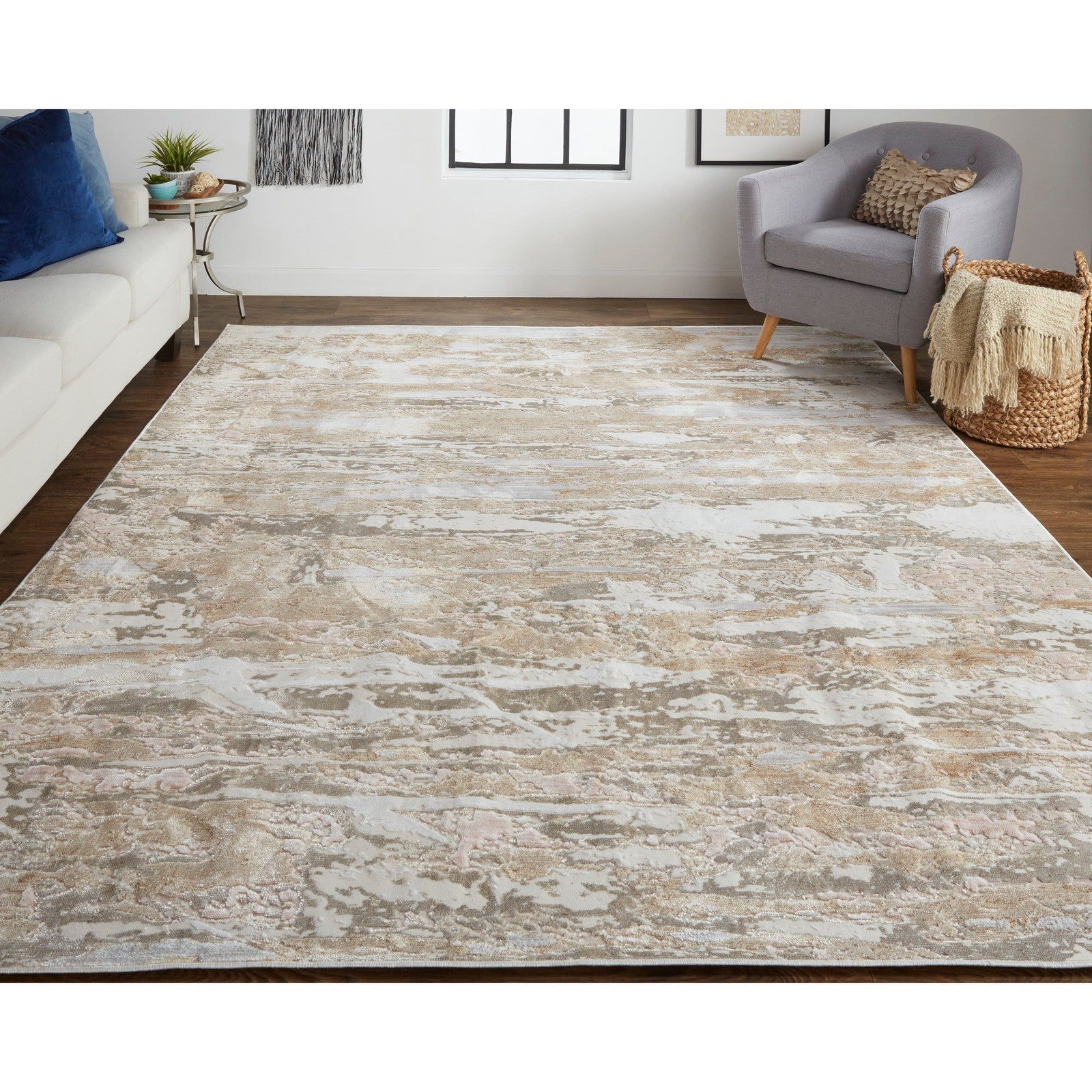 Feizy Laina 39G5F Transitional Abstract in Tan/Ivory - Image 2