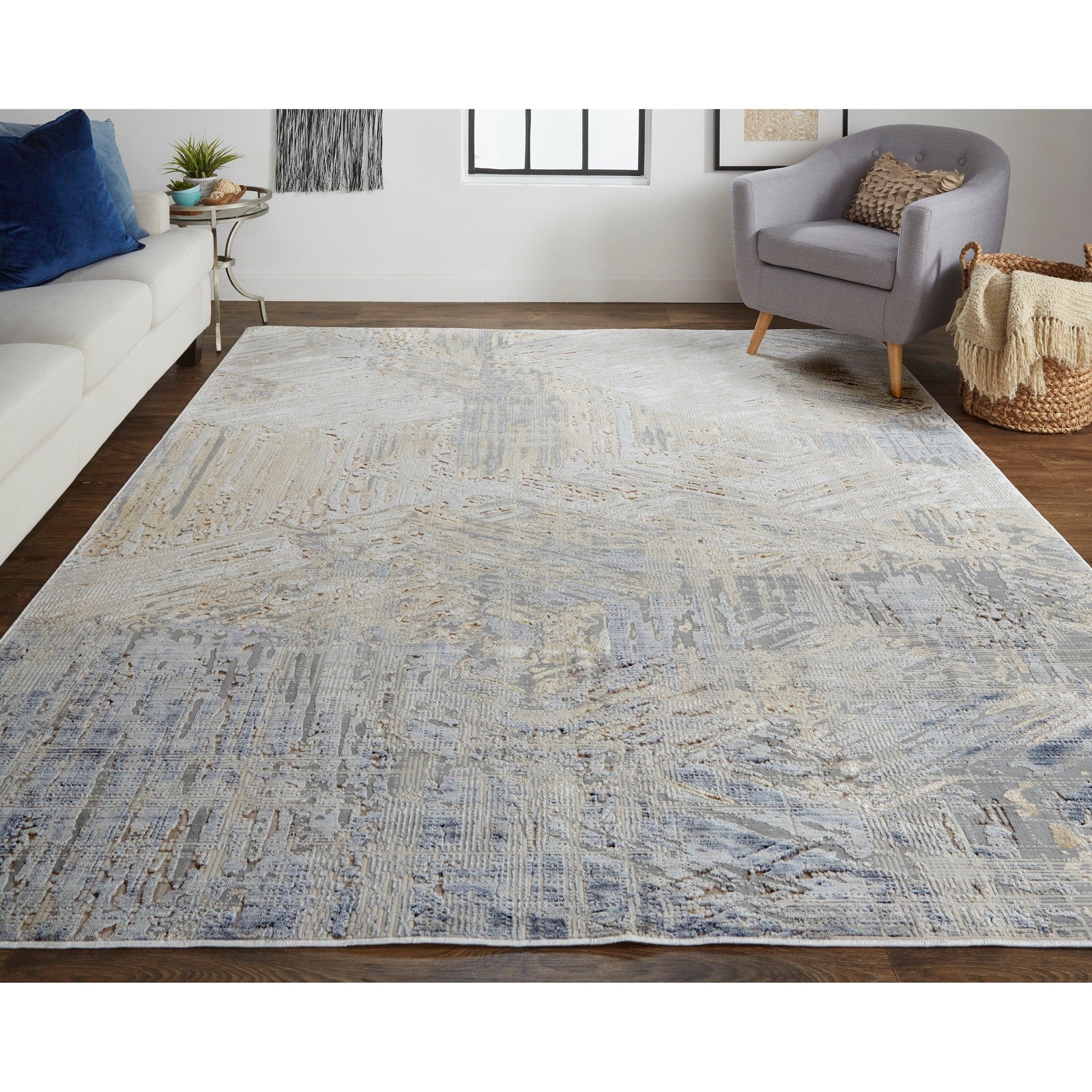 Feizy Laina 39G6F Transitional Abstract in Tan/Ivory/Gray - Image 2