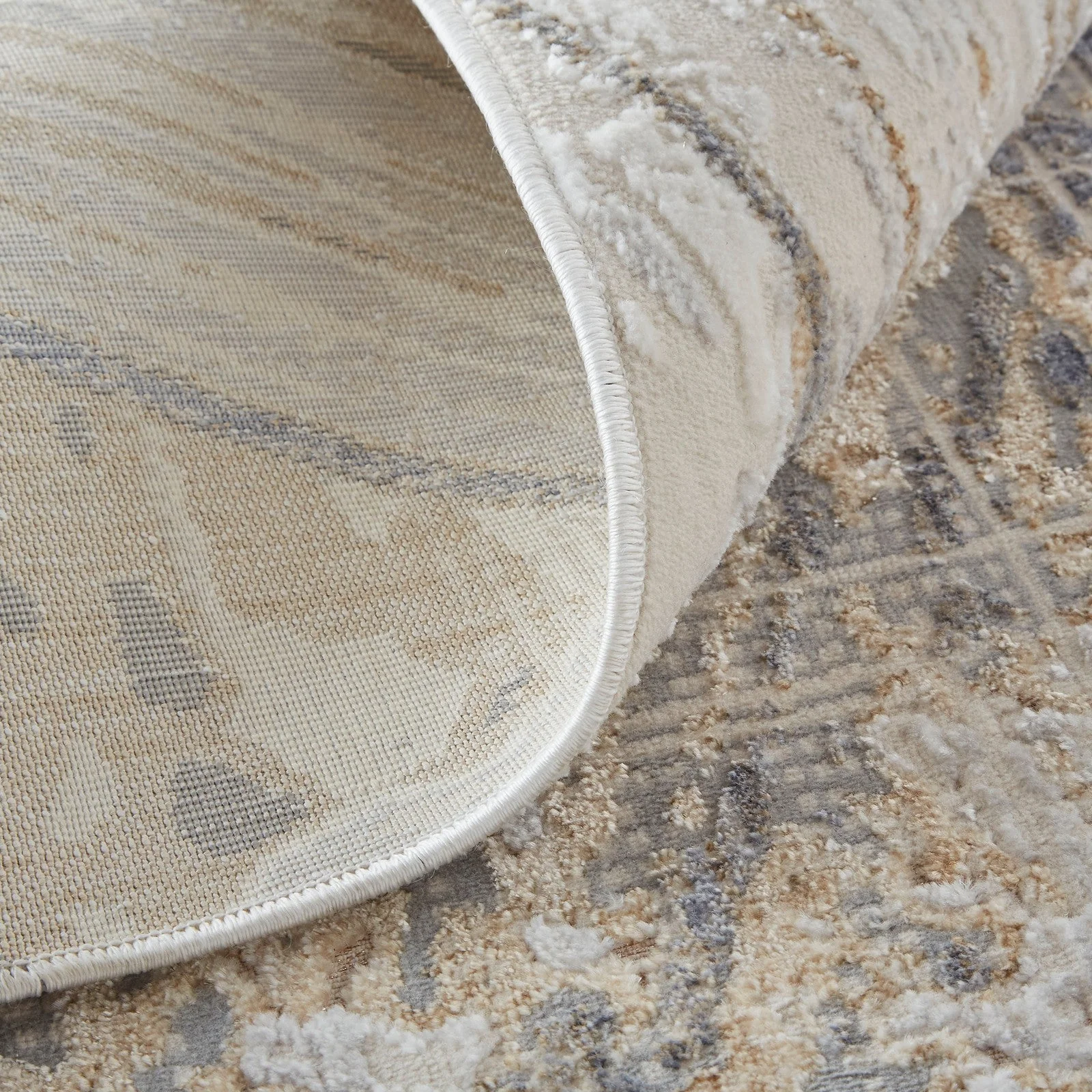 Feizy Laina 39G6F Transitional Abstract in Tan/Ivory/Gray - Image 8