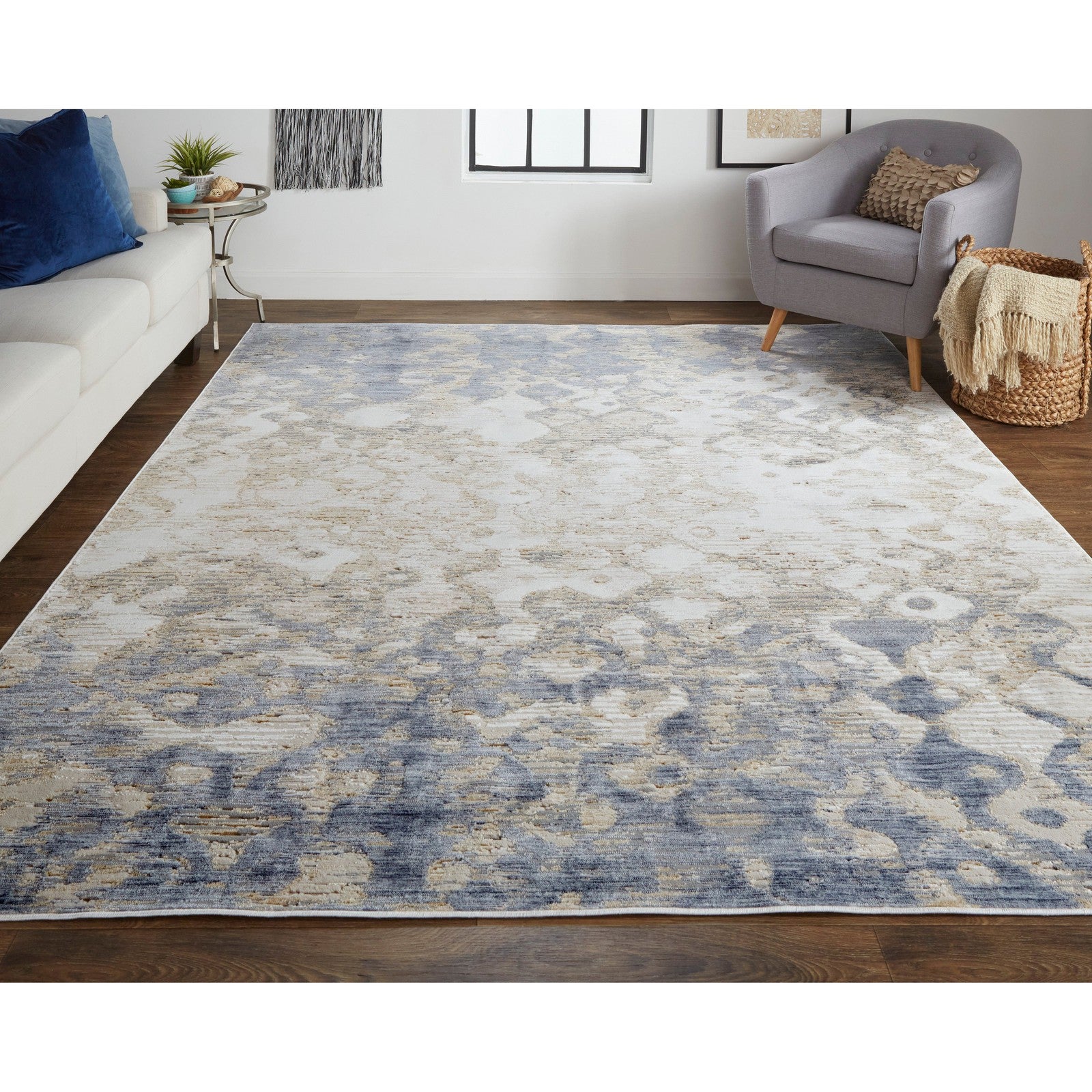 Feizy Laina 39G7F Transitional Gradient & Ombre in Tan/Ivory/Blue - Image 2