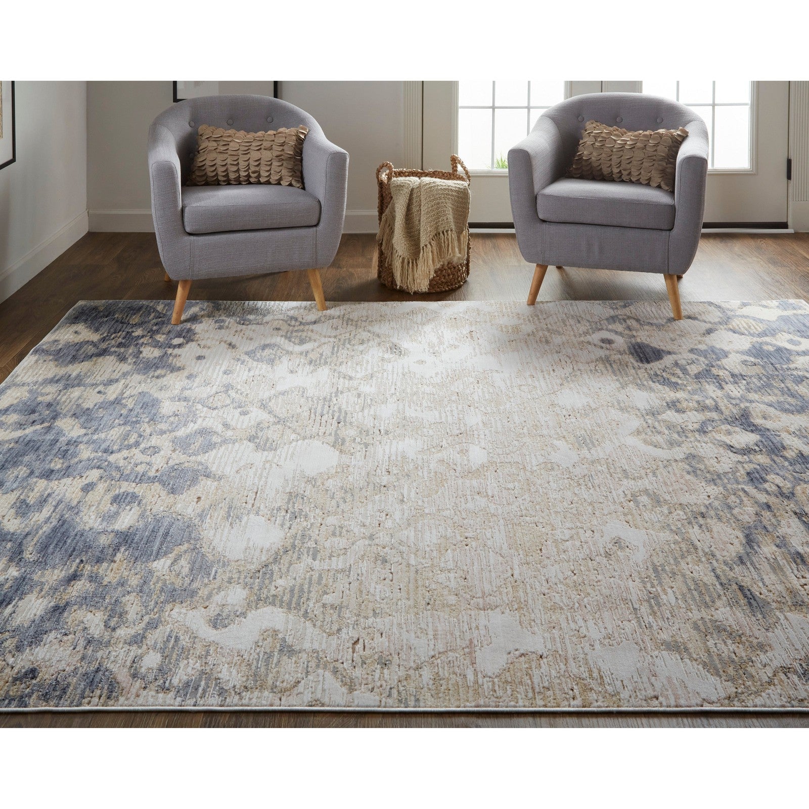 Feizy Laina 39G7F Transitional Gradient & Ombre in Tan/Ivory/Blue - Image 3