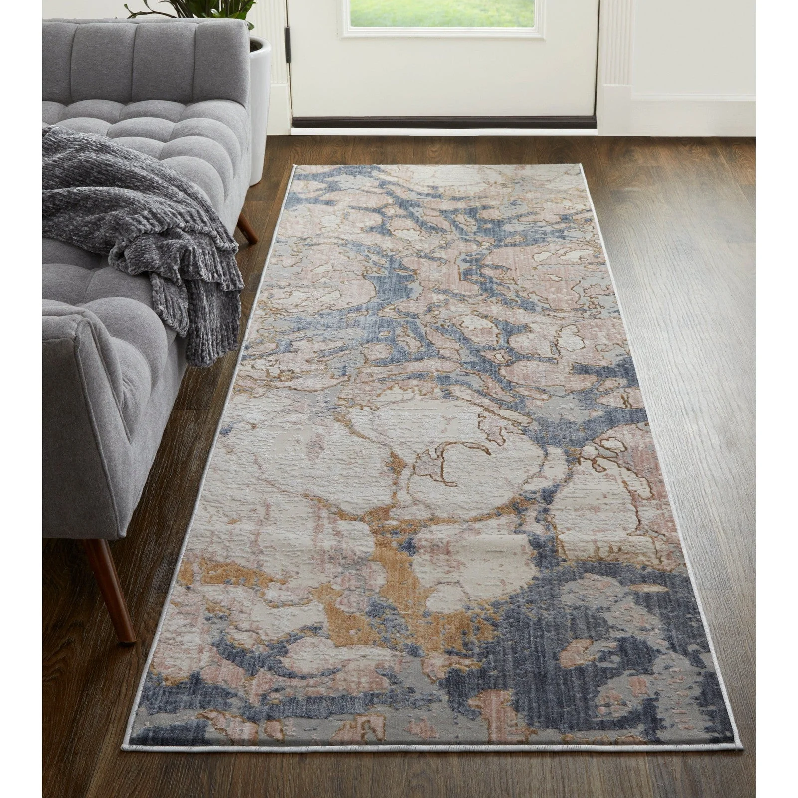 Feizy Laina 39G8F Transitional Abstract in Tan/Blue - Image 10