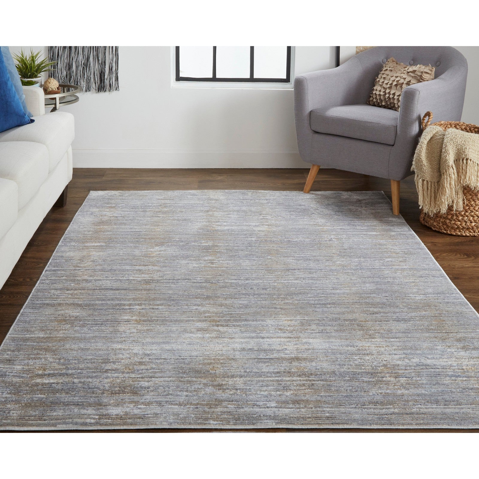 Feizy Laina 39GAF Transitional Distressed in Taupe/Silver/Tan - Image 2