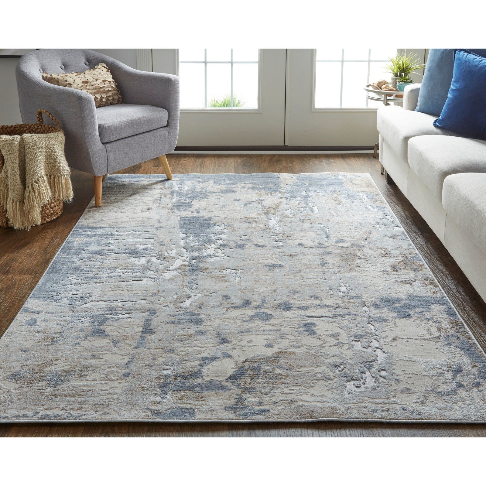 Feizy Laina 39GHF Transitional Abstract in Ivory/Gray/Blue - Image 2