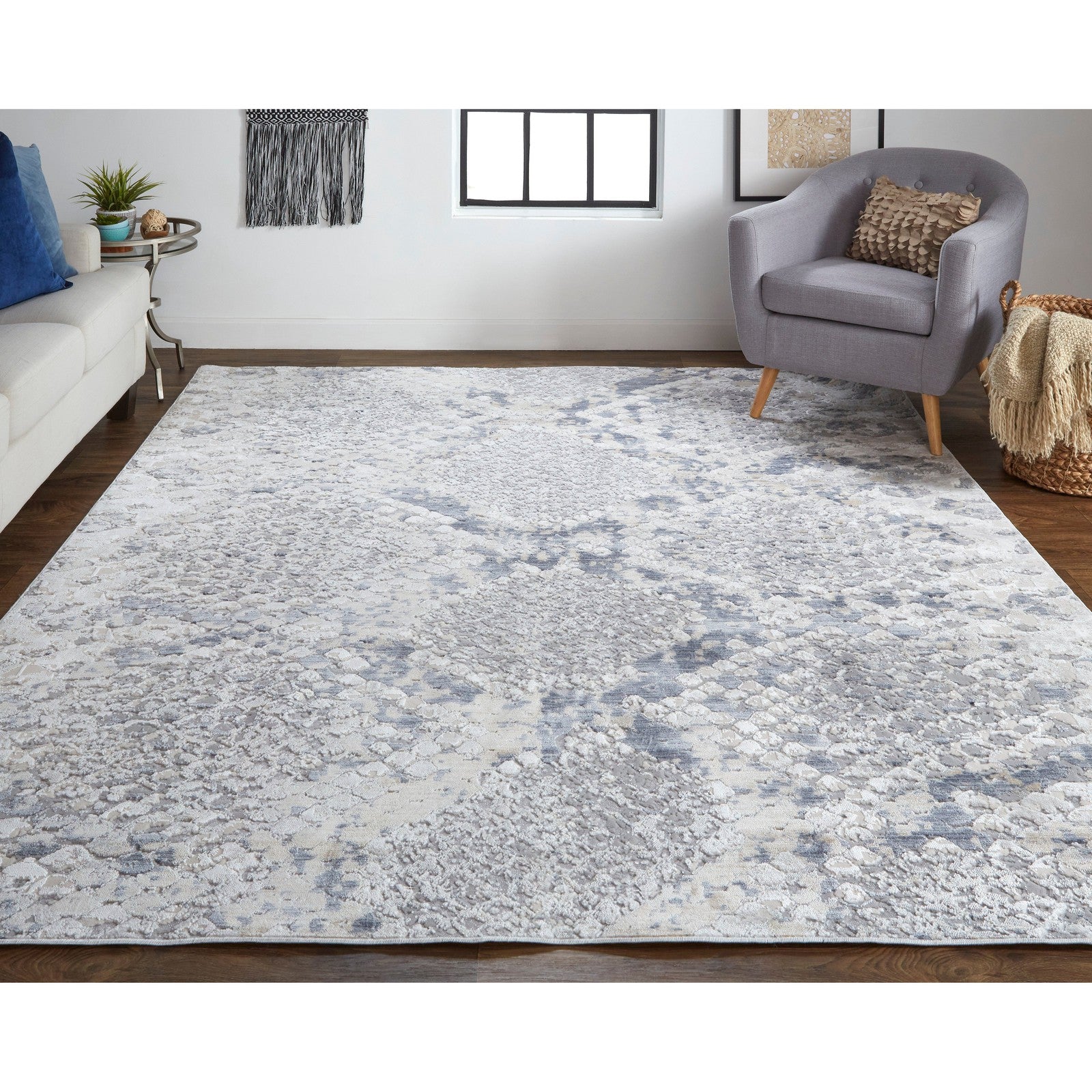 Feizy Laina 39GIF Transitional Trellis & Lattice in Silver/Gray/Blue - Image 2