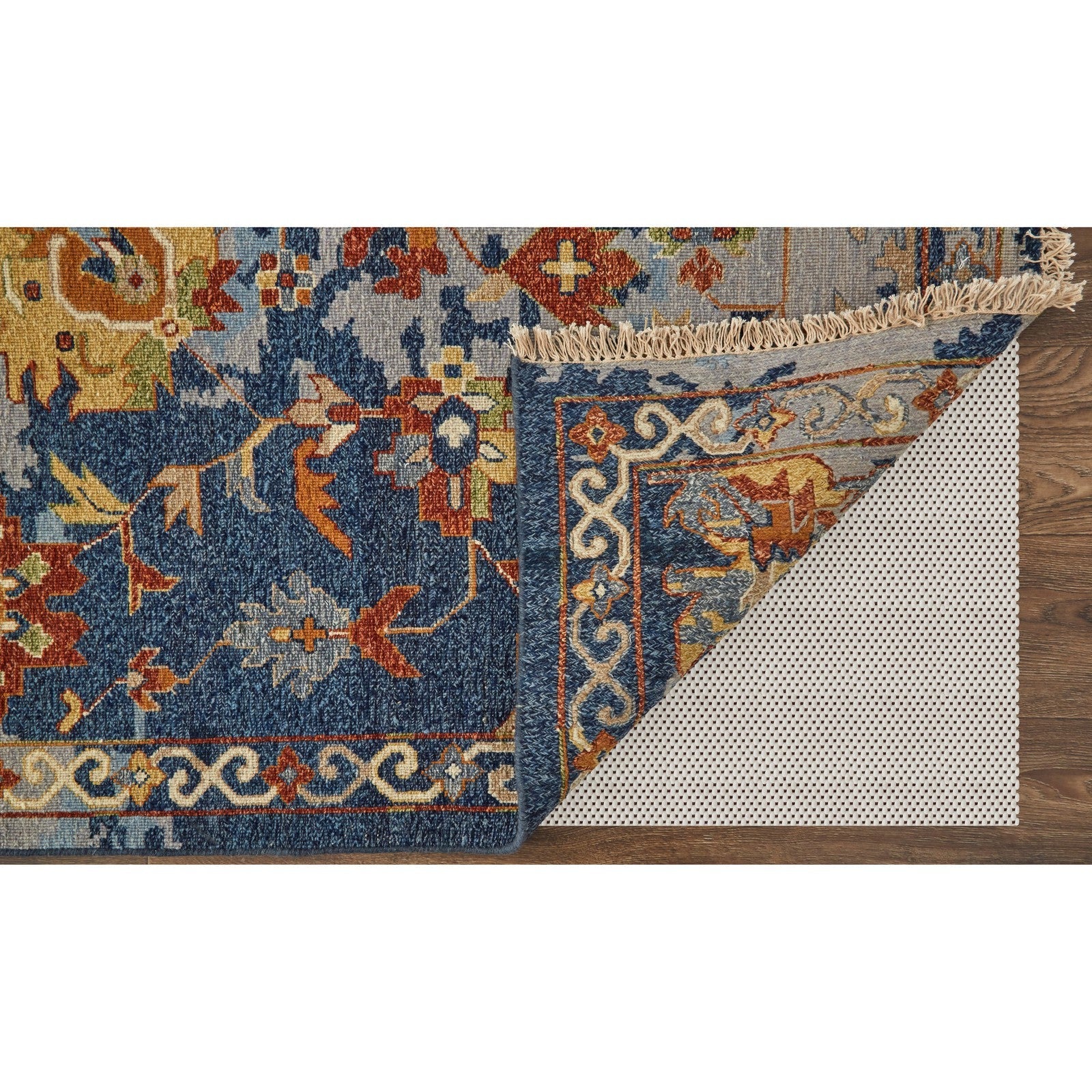 Feizy Leylan 0587F Transitional Floral & Botanical in Blue/Orange/Red - Image 4