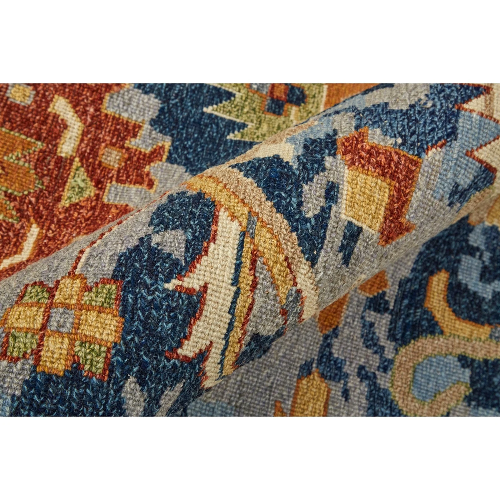 Feizy Leylan 0587F Transitional Floral & Botanical in Blue/Orange/Red - Image 5