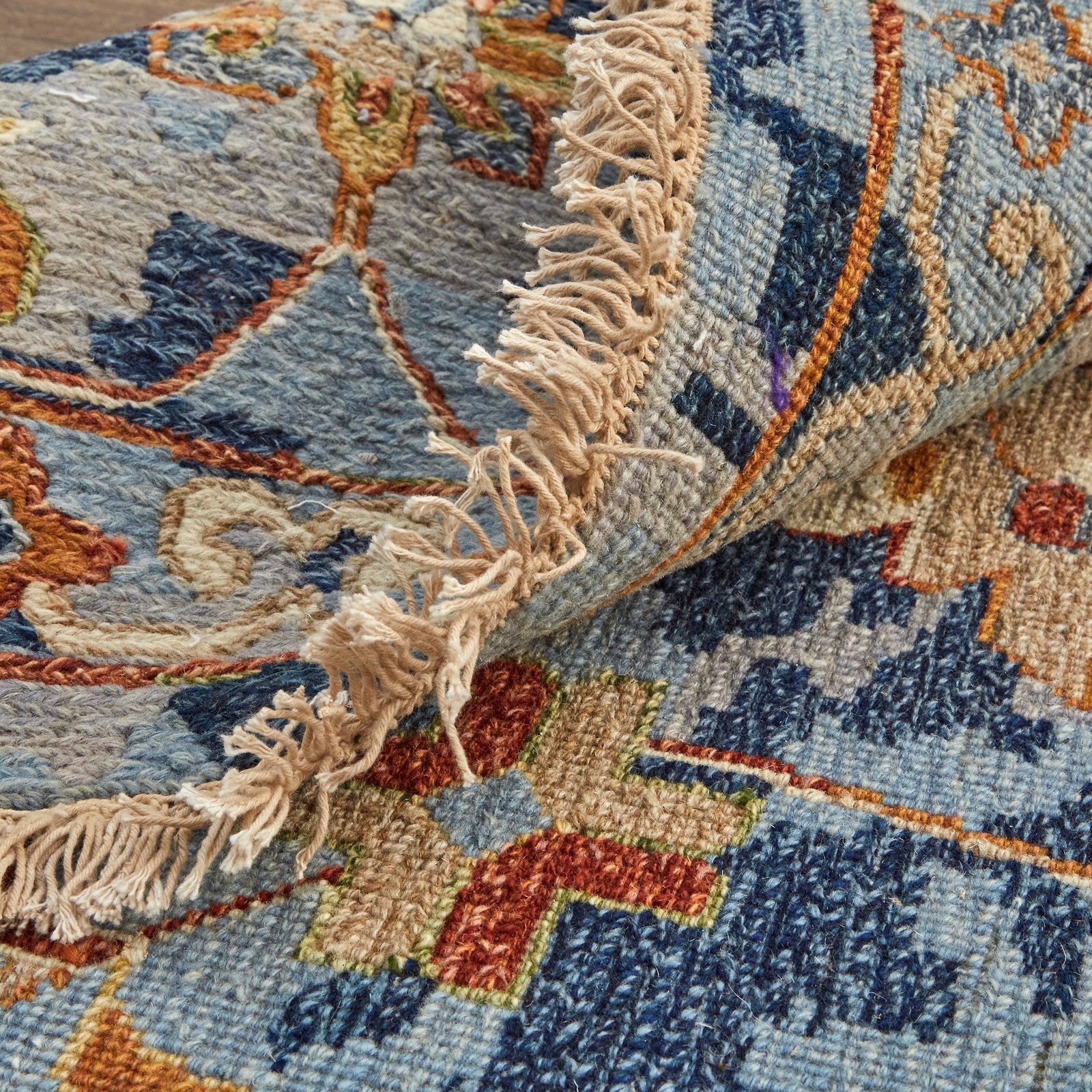 Feizy Leylan 0587F Transitional Floral & Botanical in Blue/Orange/Red - Image 7