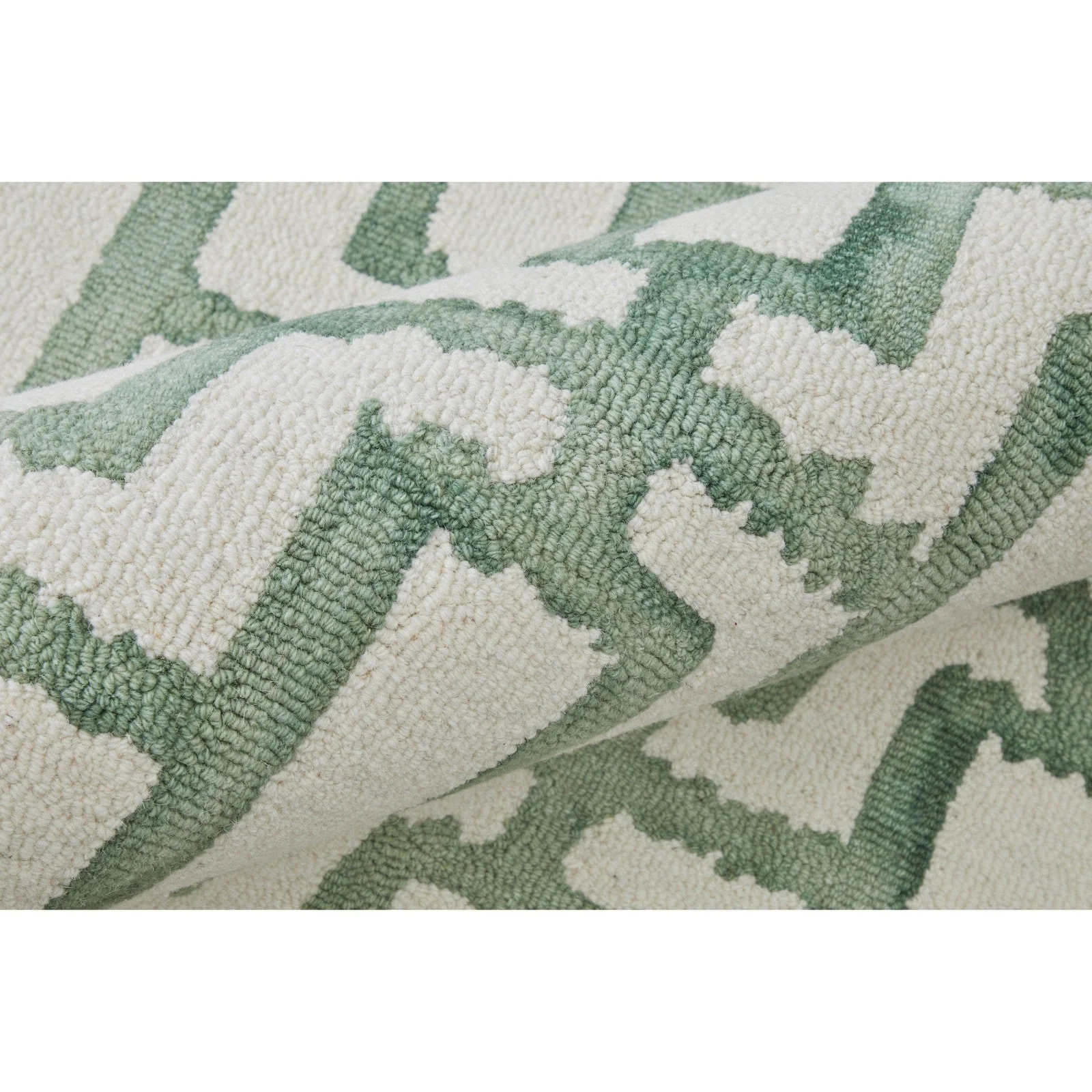 Feizy Lorrain 8919F Modern Geometric Rug in Ivory/Green - Image 5