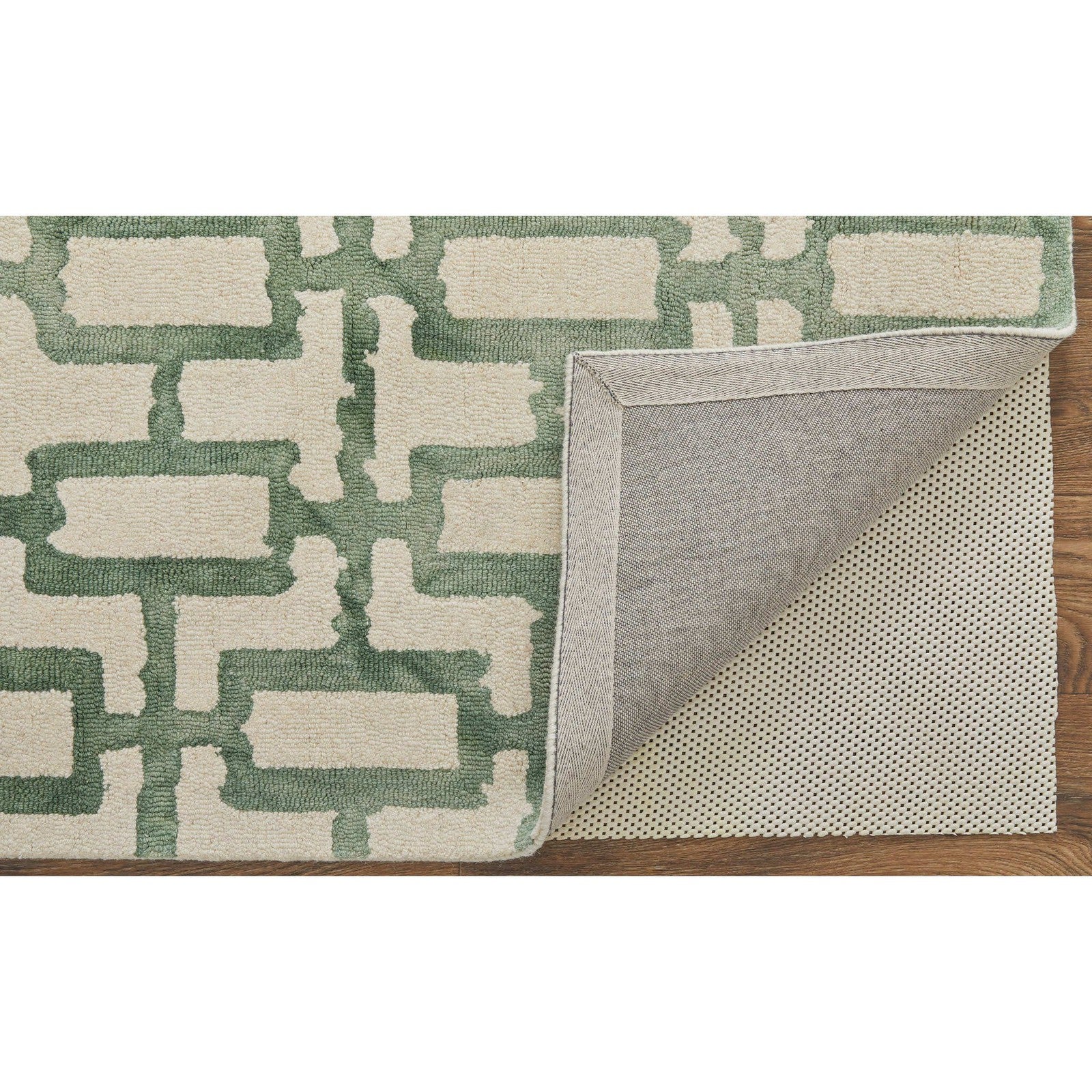 Feizy Lorrain 8919F Modern Geometric Rug in Ivory/Green - Image 8