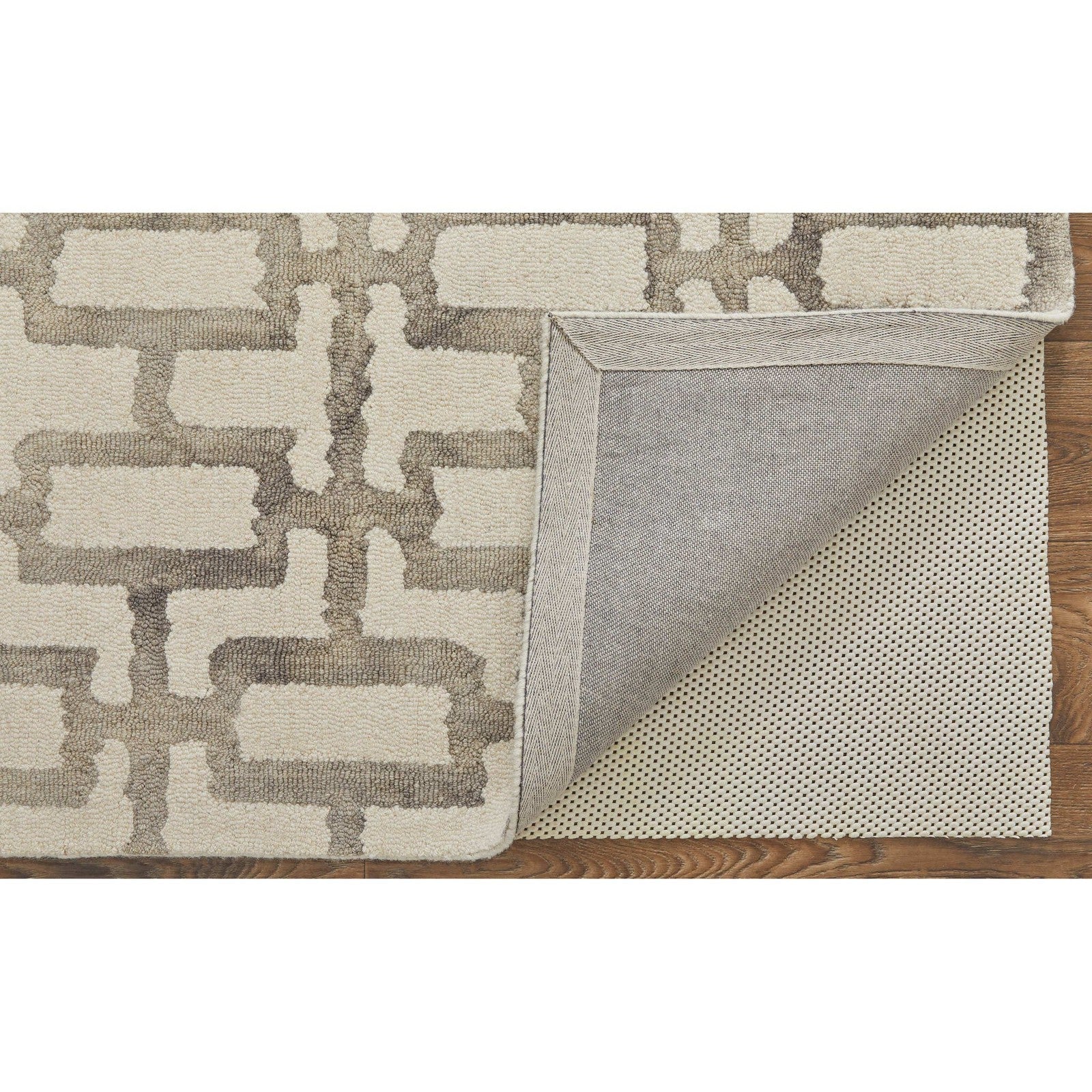 Feizy Lorrain 8919F Modern Geometric Rug in Ivory/Taupe - Image 8