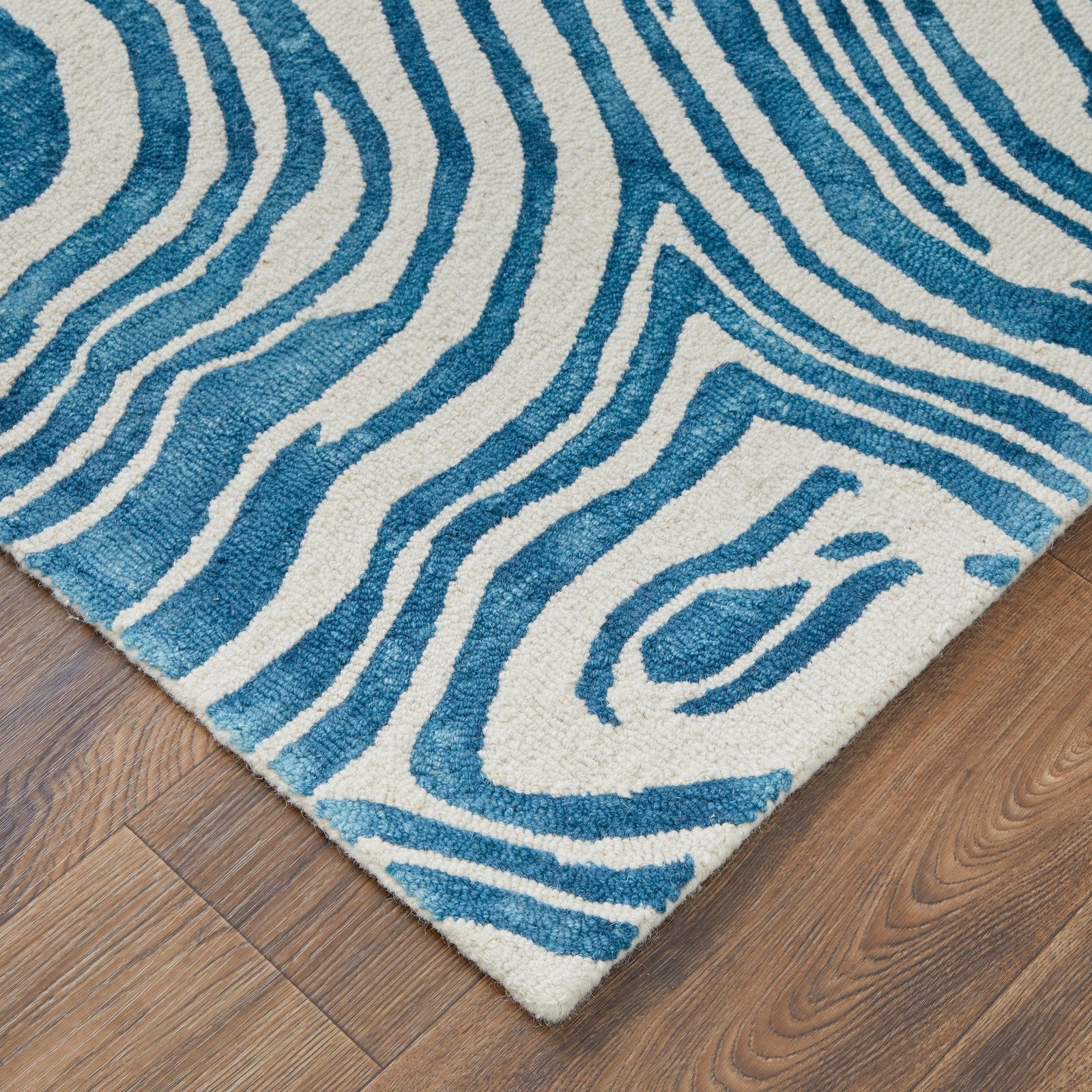 Feizy Lorrain 8920F Modern Abstract Rug in Blue/Ivory - Image 7