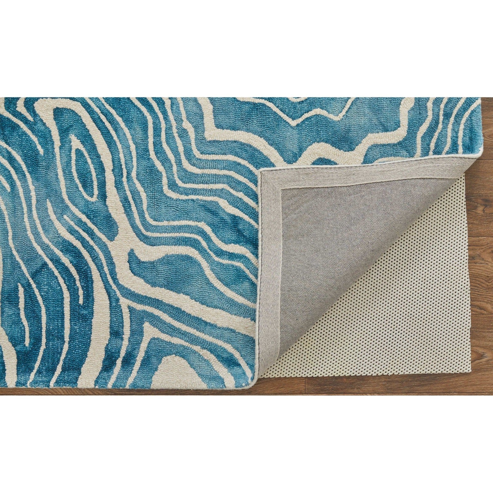 Feizy Lorrain 8920F Modern Abstract Rug in Blue/Ivory - Image 8