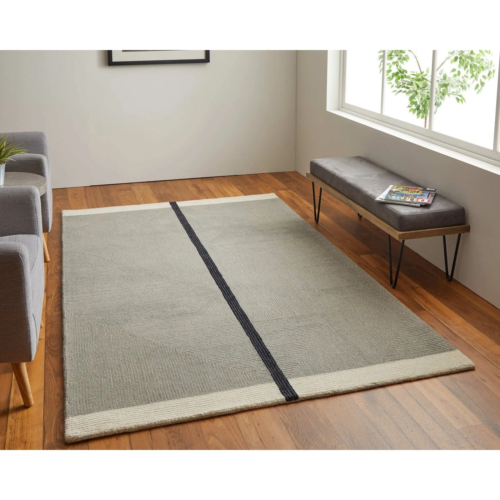 Feizy Maguire 8904F Transitional Abstract Rug in Taupe/Black - Image 2