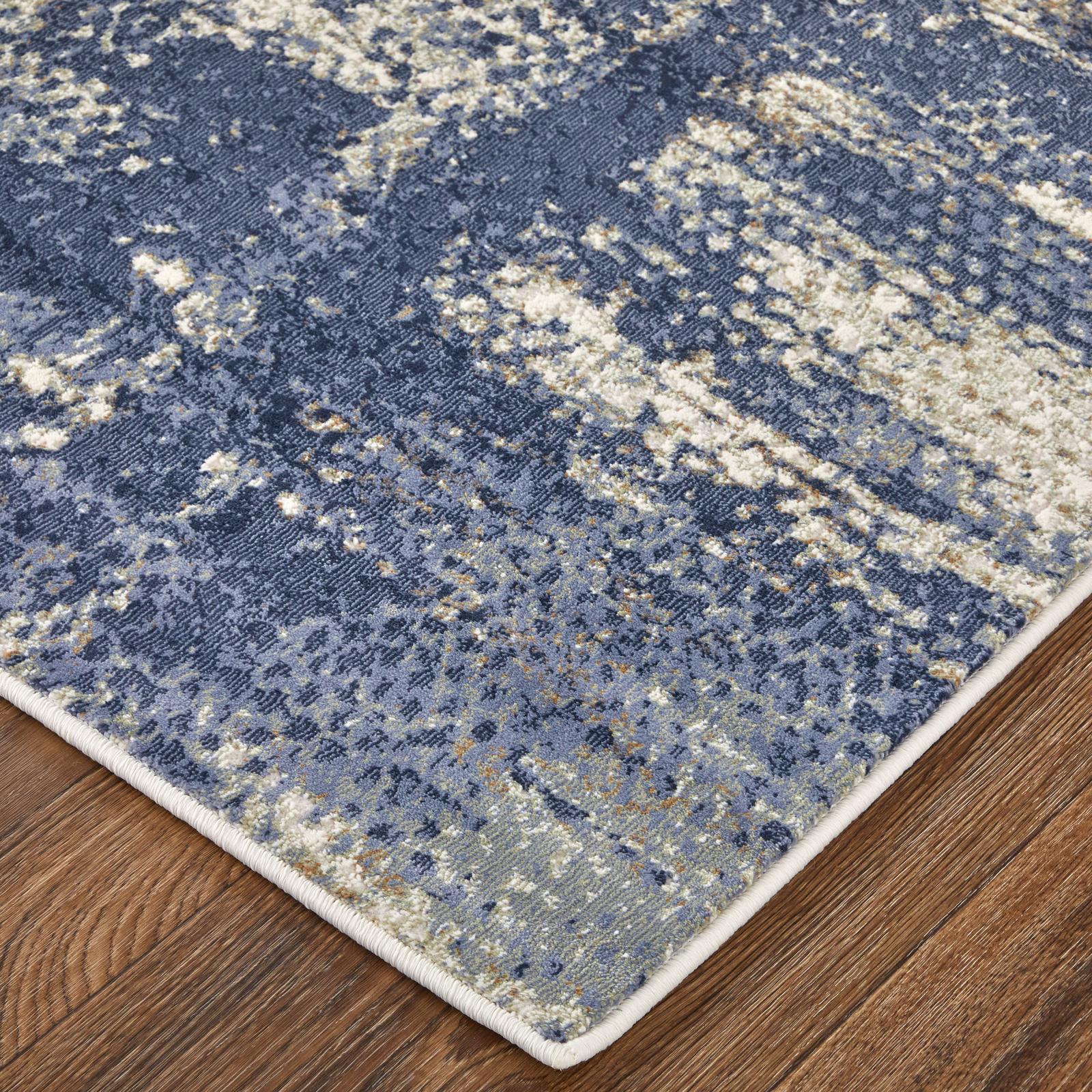 Feizy Mandana 39LZF Modern Abstract Rug in Ivory/Blue - Image 7