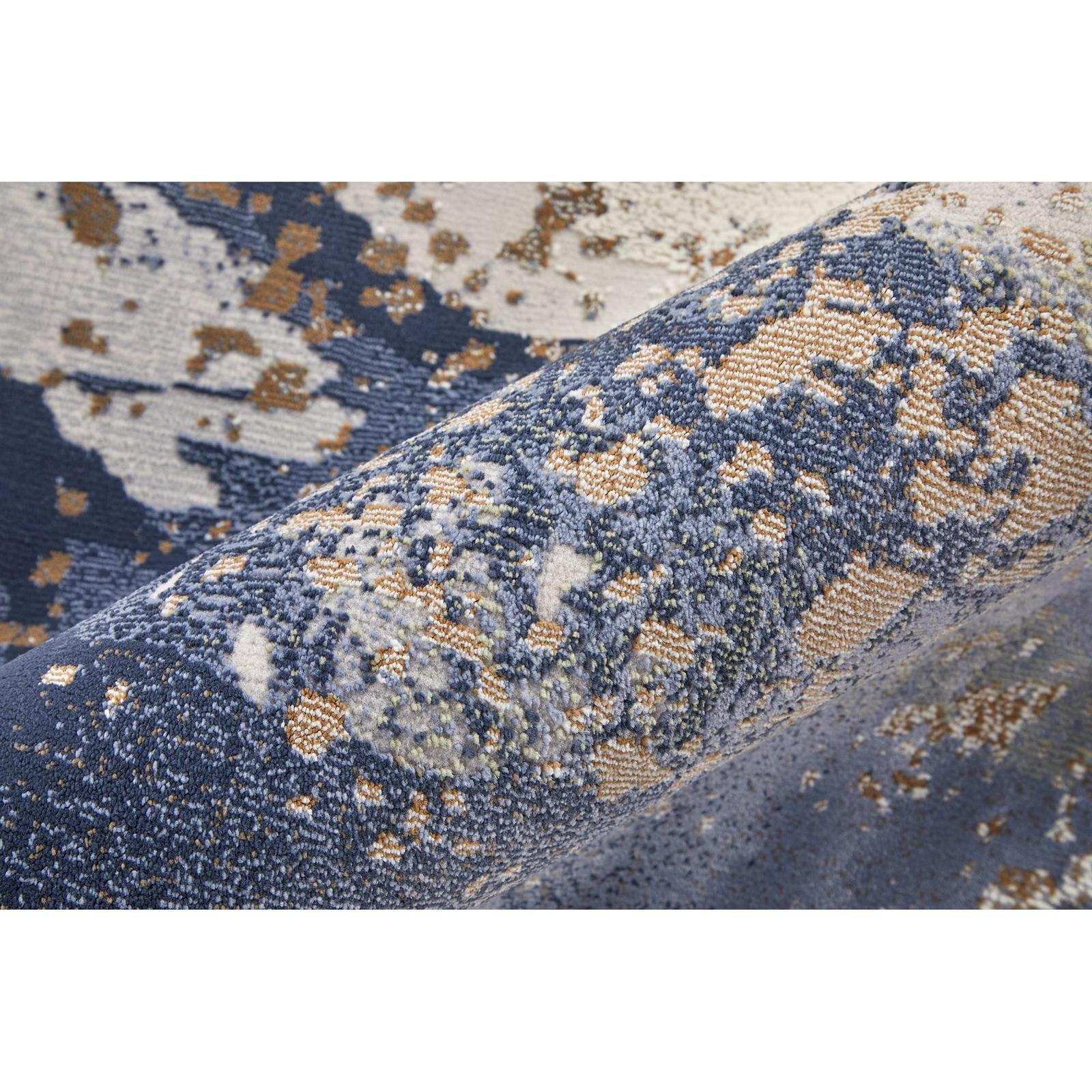 Feizy Mandana 39M0F Modern Abstract Rug in Ivory/Blue - Image 5