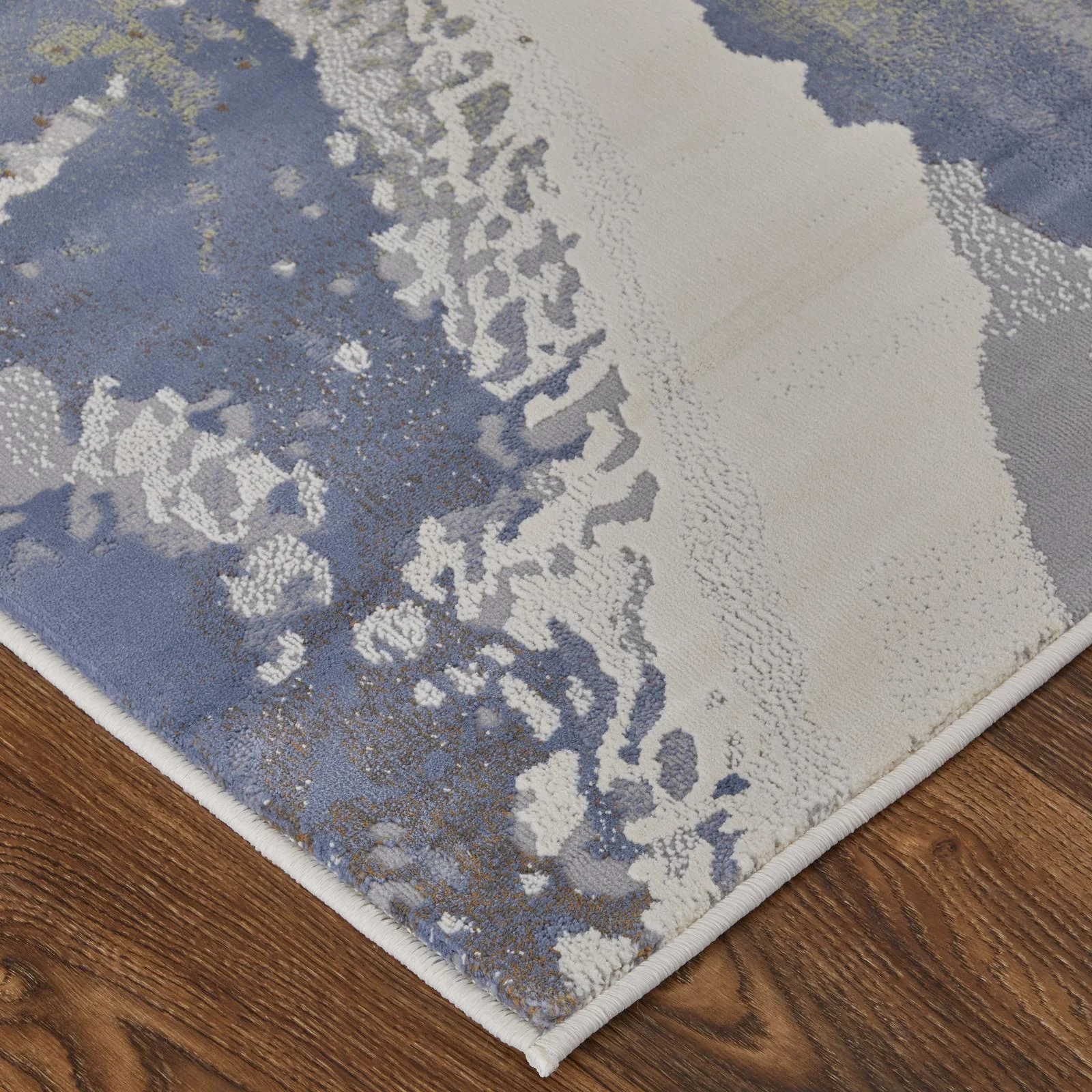 Feizy Mandana 39M0F Modern Abstract Rug in Ivory/Blue - Image 8