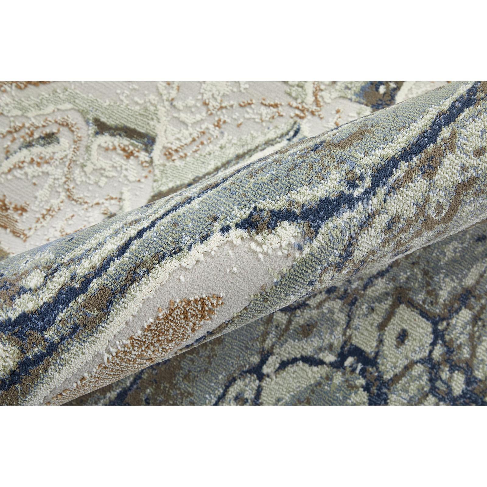 Feizy Mandana 39M1F Modern Abstract Rug in Ivory/Taupe/Blue - Image 8
