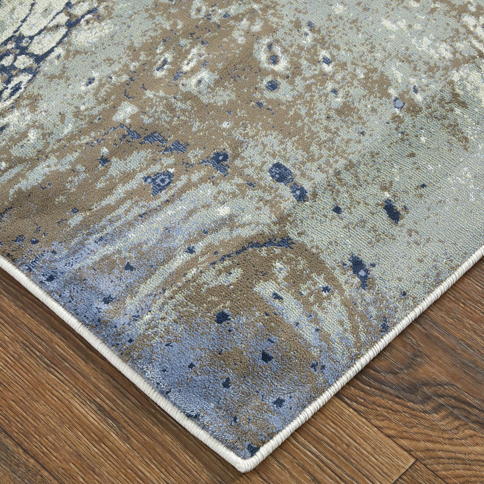 Feizy Mandana 39M1F Modern Abstract Rug in Ivory/Taupe/Blue - Image 9