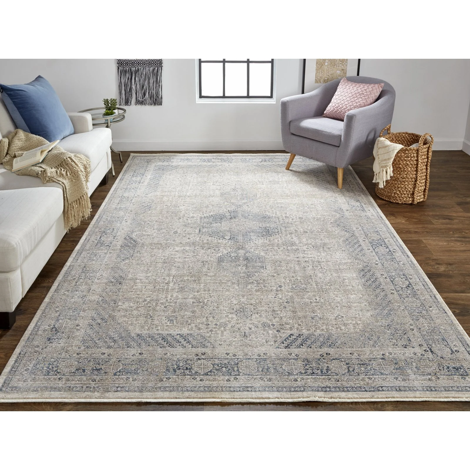 Feizy Marquette 3775F Rug in Gray / Blue - Image 2