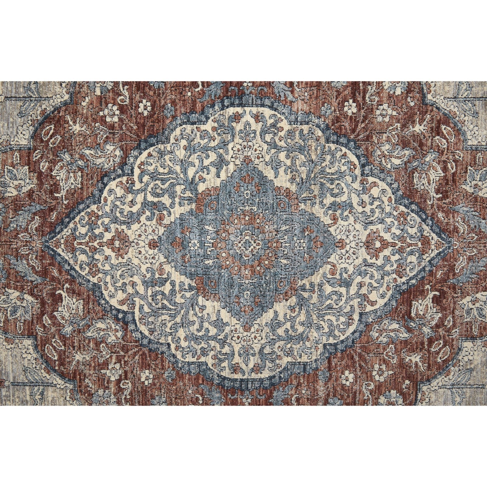 Feizy Marquette 39GRF Transitional Medallion in Gray/Red/Blue - Image 9