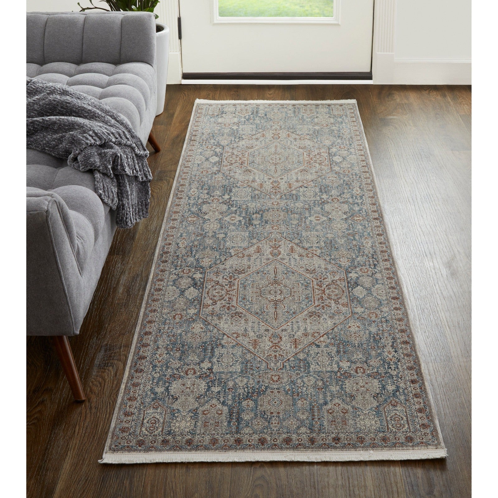 Feizy Marquette 39GUF Transitional Medallion in Blue/Ivory - Image 8