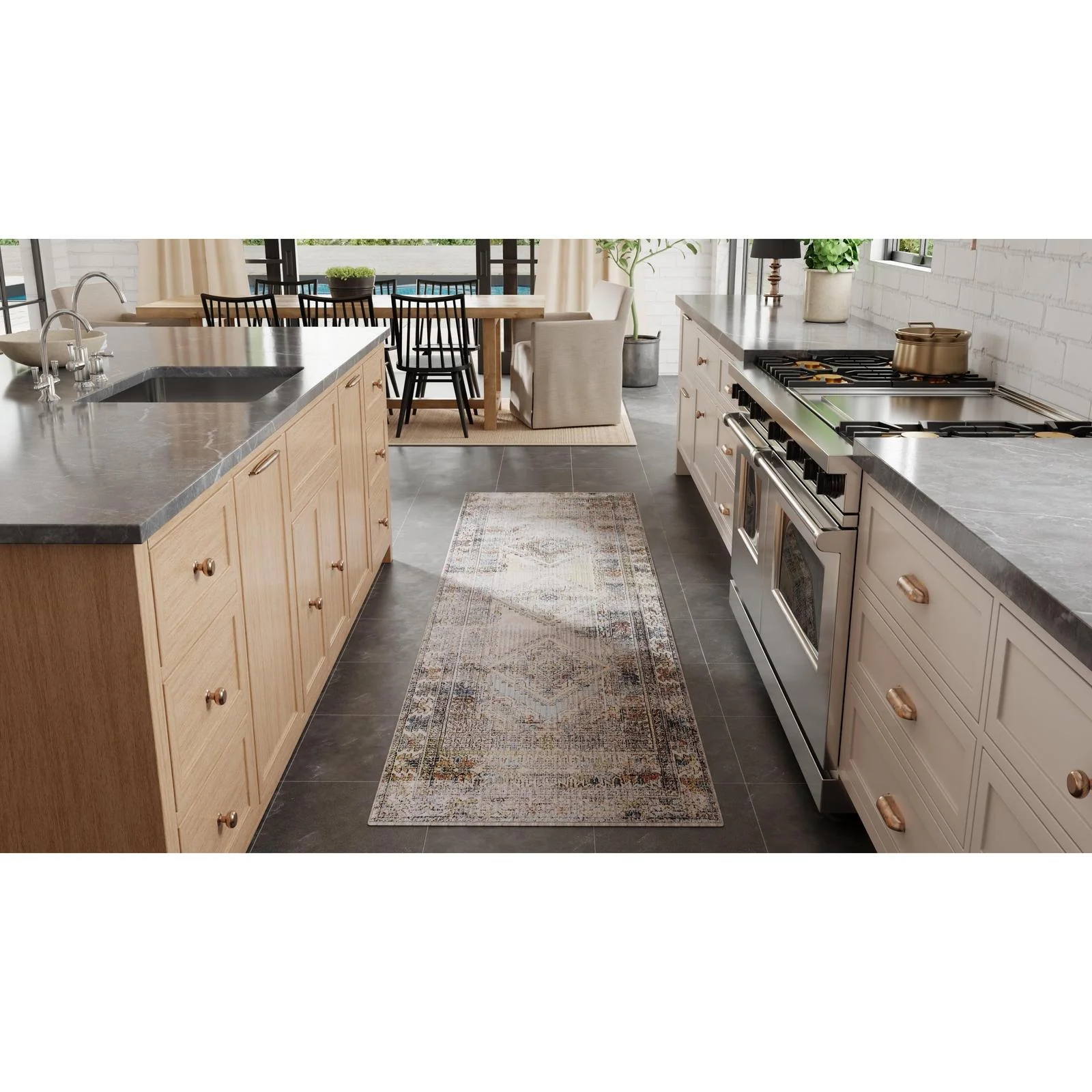 Feizy Melrose 39P0F Transitional Distressed Rug in Gray/Red/Blue - Image 2