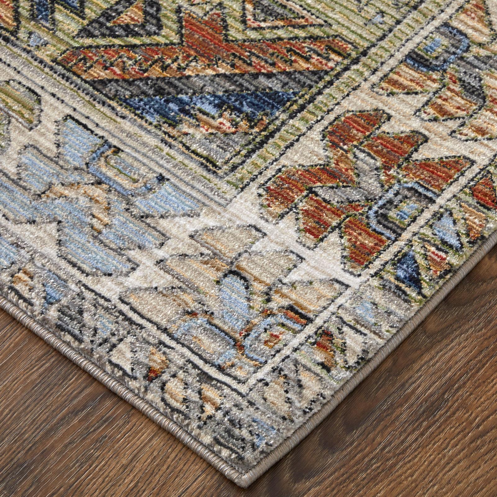 Feizy Melrose 39P0F Transitional Distressed Rug in Gray/Red/Blue - Image 3