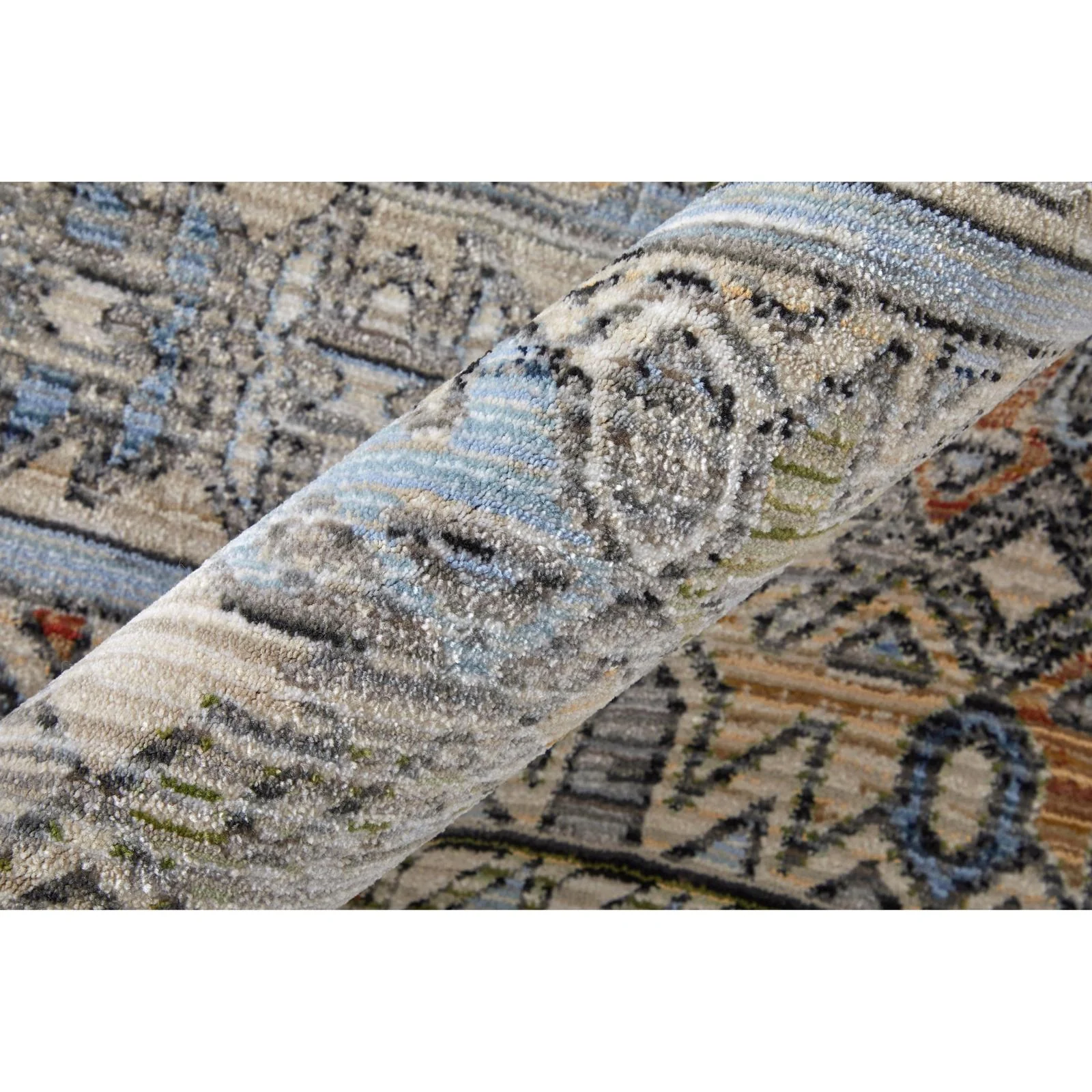 Feizy Melrose 39P0F Transitional Distressed Rug in Gray/Red/Blue - Image 5