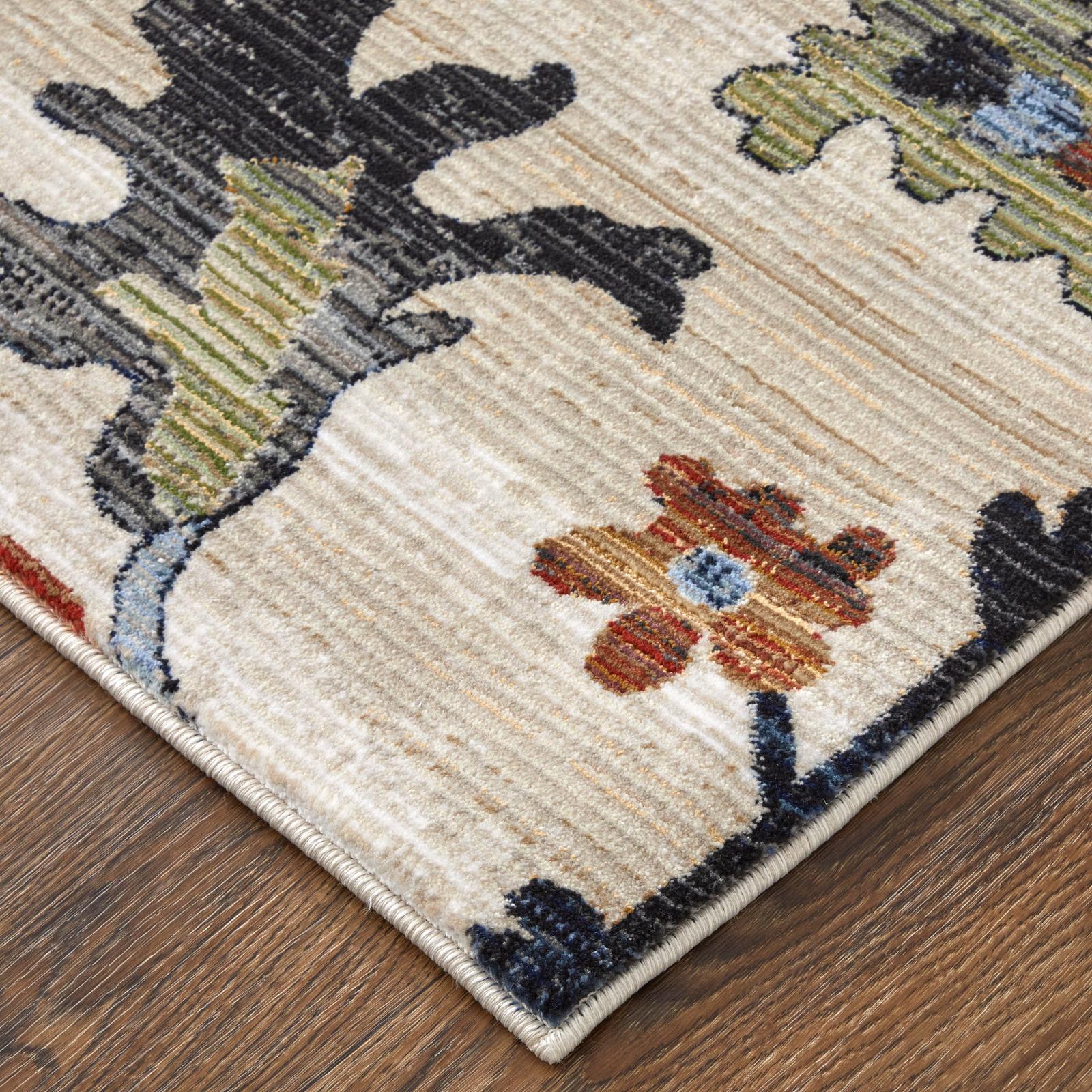 Feizy Melrose 39P1F Transitional Floral & Botanical Rug in Ivory/Red/Blue - Image 3