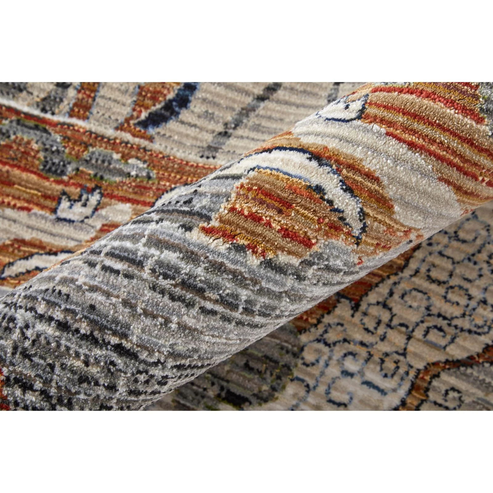 Feizy Melrose 39P2F Transitional Ikat Rug in Ivory/Red/Gray - Image 5