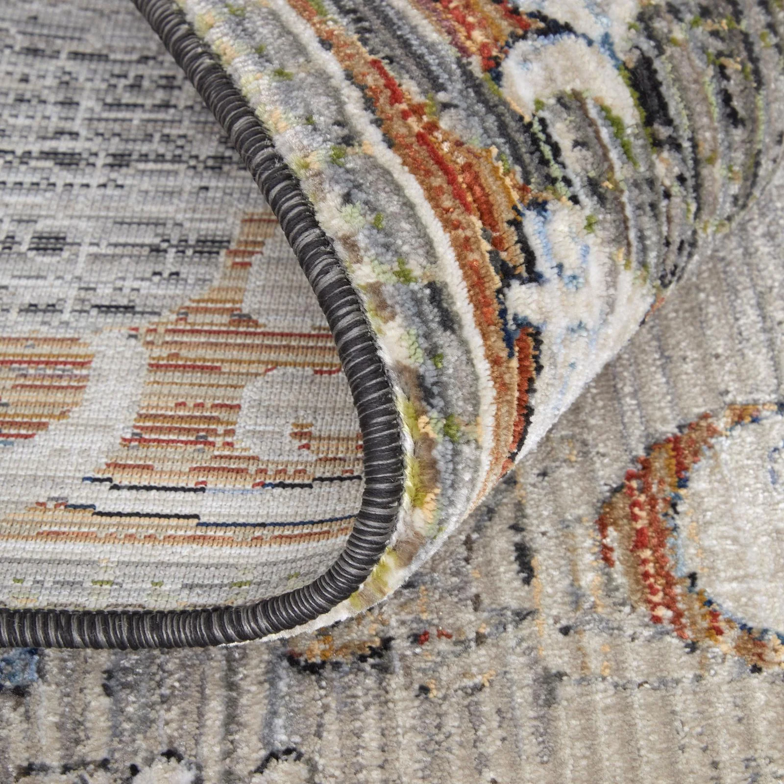 Feizy Melrose 39P2F Transitional Ikat Rug in Ivory/Red/Gray - Image 7