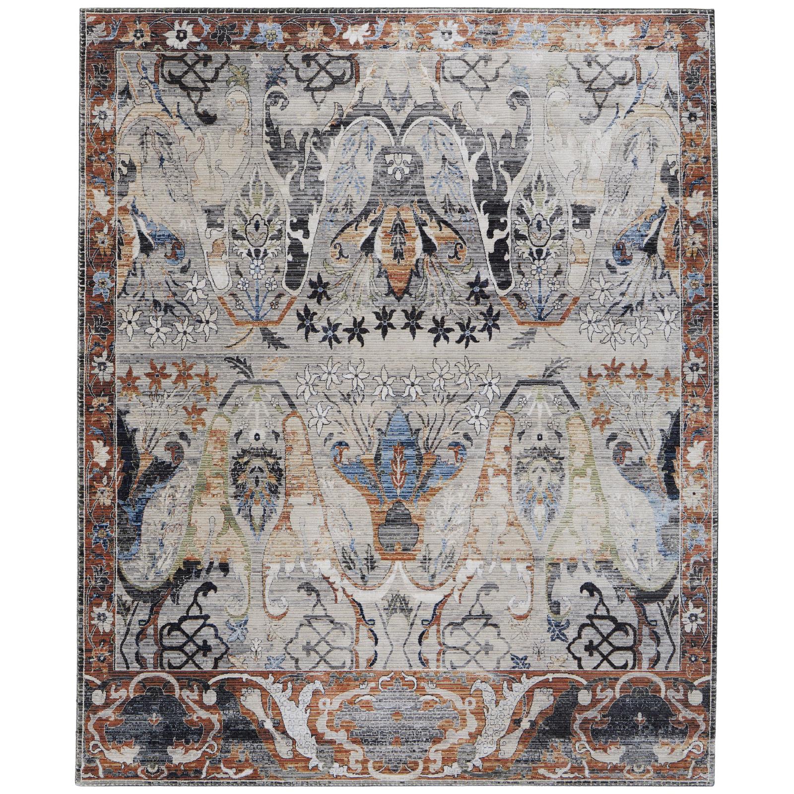 Feizy Melrose 39P2F Transitional Ikat Rug in Ivory/Red/Gray - Image 9