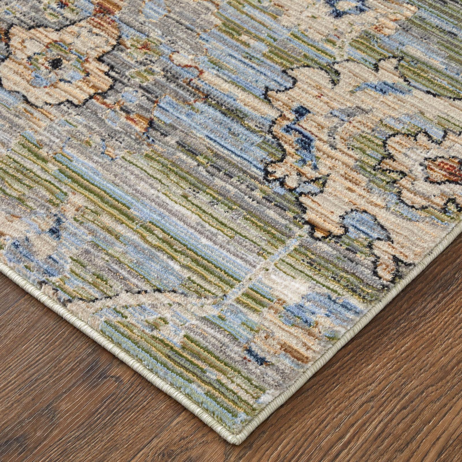 Feizy Melrose 39P3F Traditional Floral & Botanical Rug in Green/Ivory/Blue - Image 3