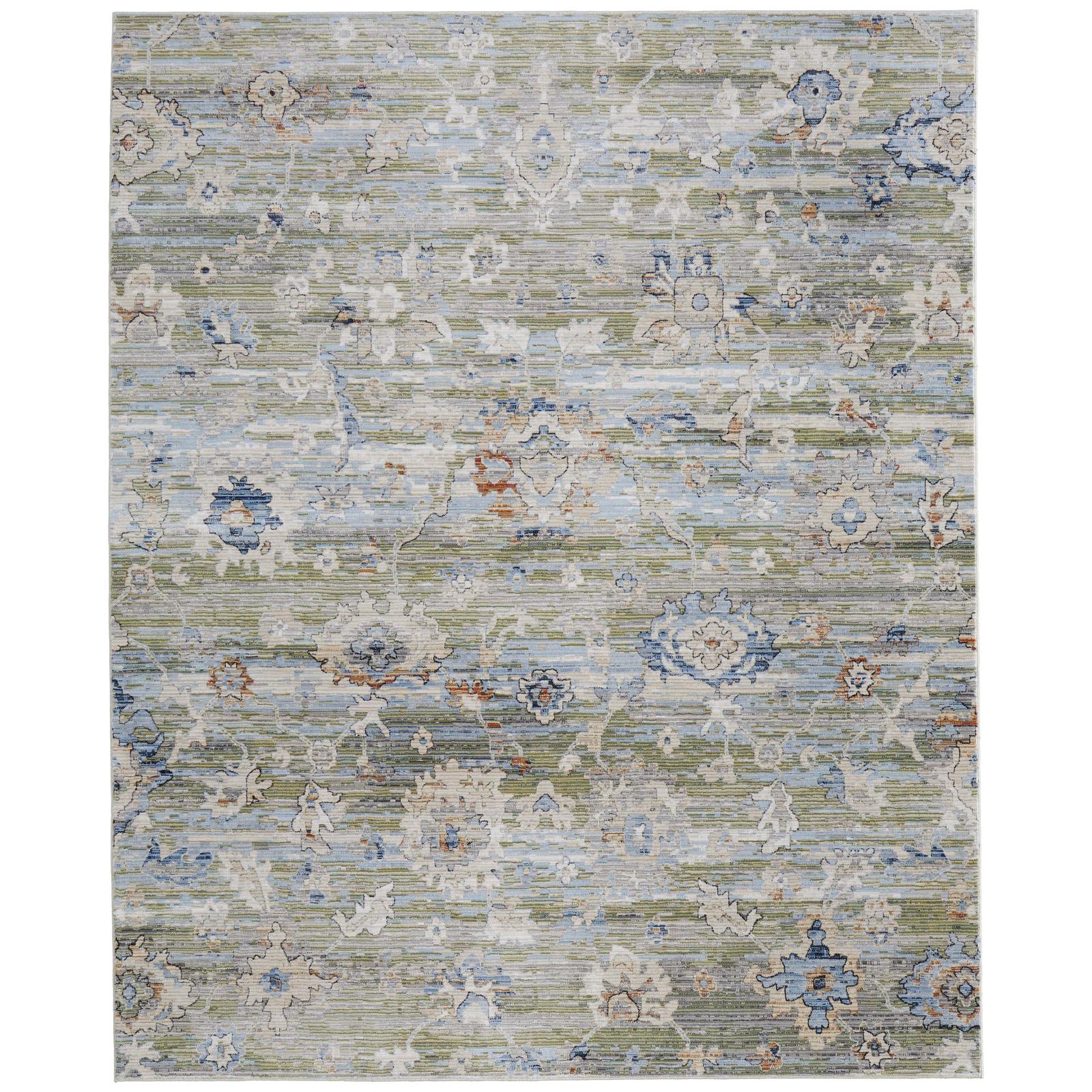 Feizy Melrose 39P3F Traditional Floral & Botanical Rug in Green/Ivory/Blue - Image 9