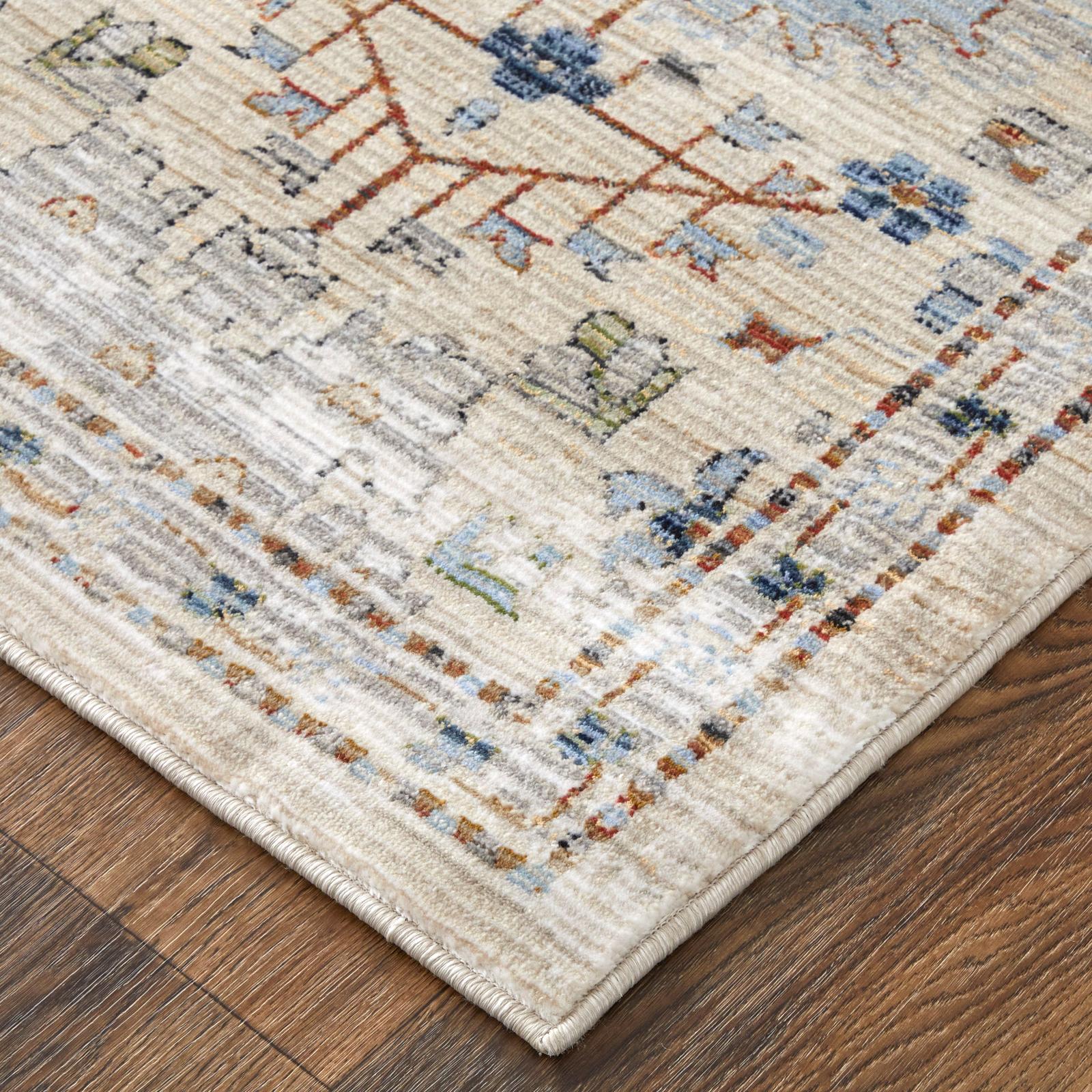 Feizy Melrose 39P5F Traditional Floral & Botanical Rug in Tan/Blue/Red - Image 3