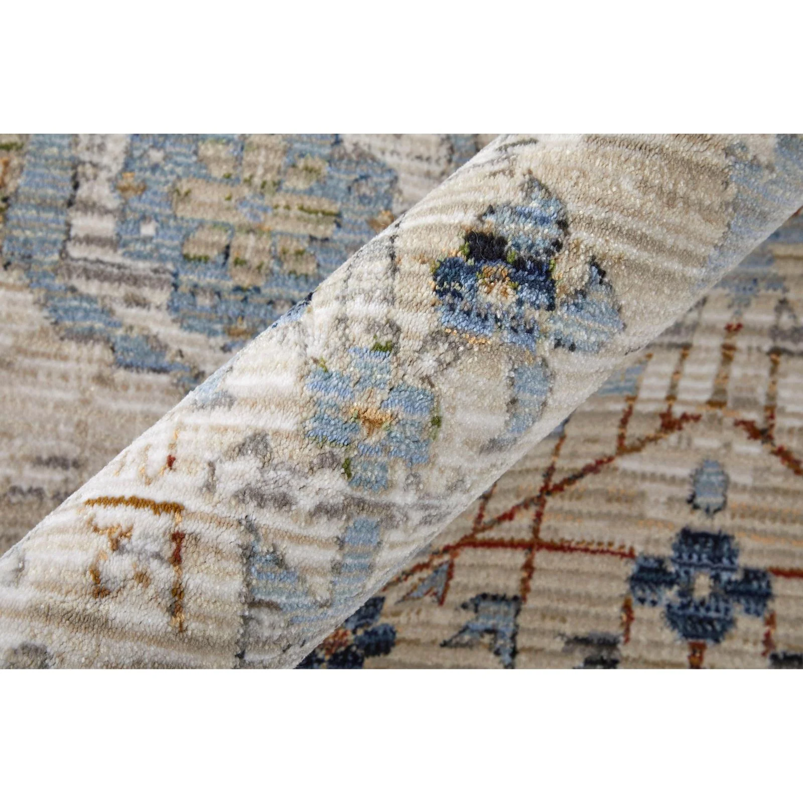 Feizy Melrose 39P5F Traditional Floral & Botanical Rug in Tan/Blue/Red - Image 5