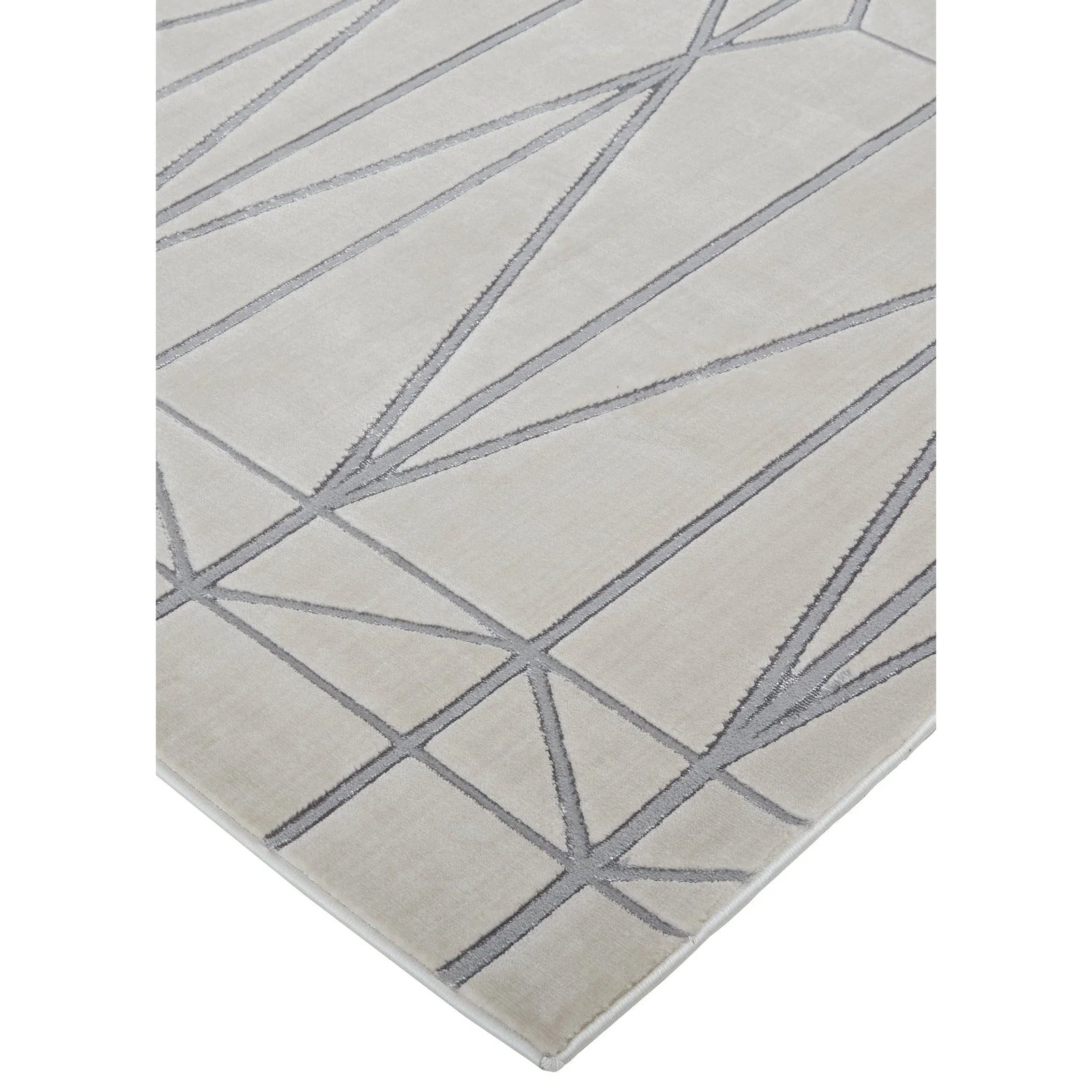 Feizy Micah 3045F Modern Geometric in White/Silver/Gray - Image 5