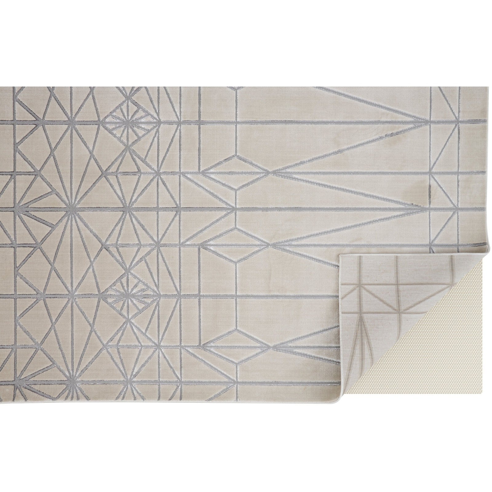 Feizy Micah 3045F Modern Geometric in White/Silver/Gray - Image 6
