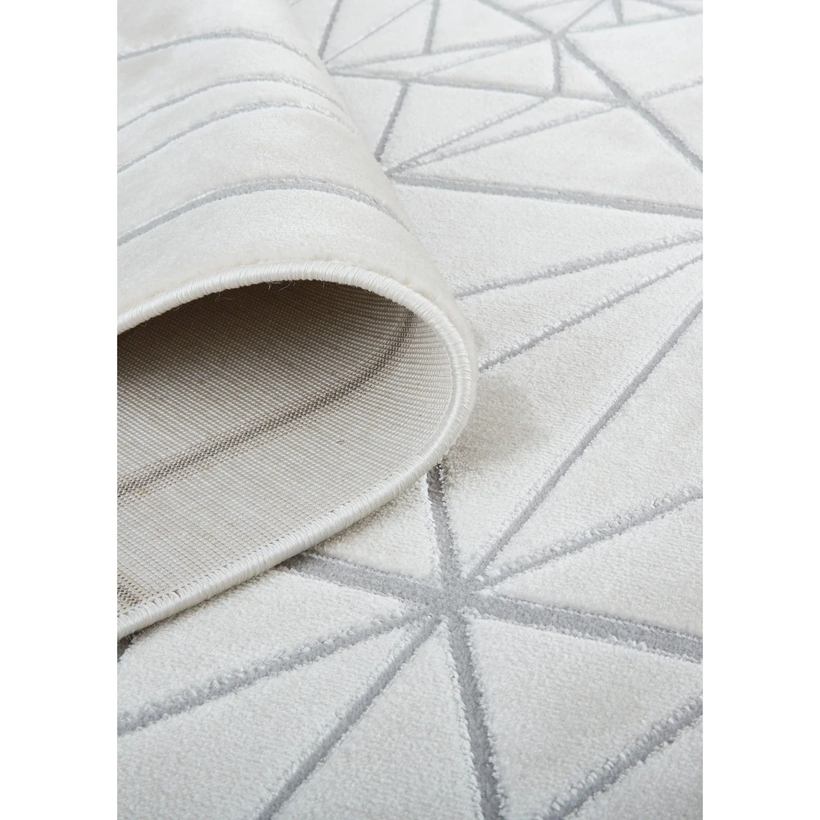 Feizy Micah 3045F Modern Geometric in White/Silver/Gray - Image 8