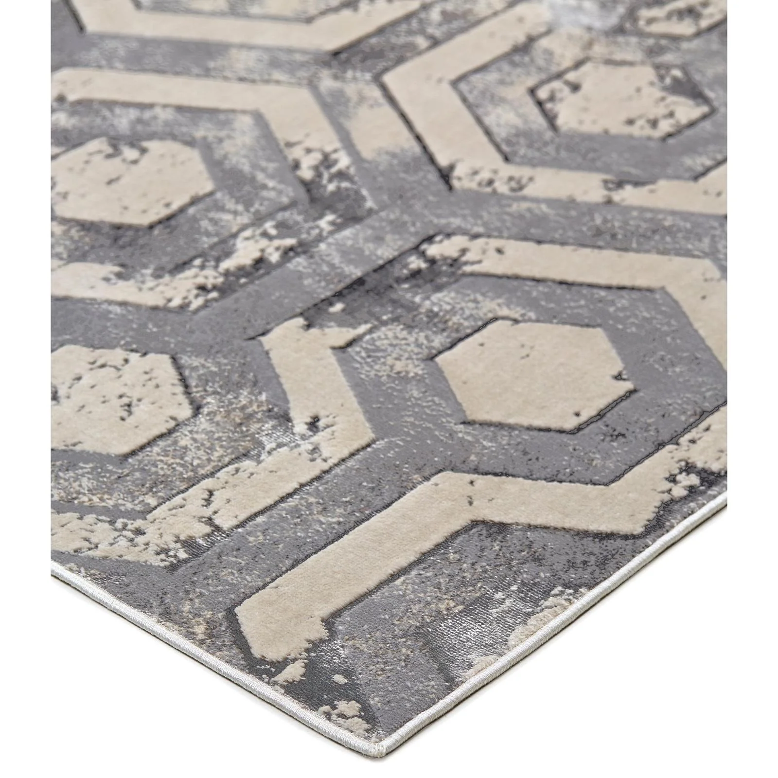 Feizy Micah 3046F Modern Distressed Rug in Gray/Taupe/Silver - Image 3