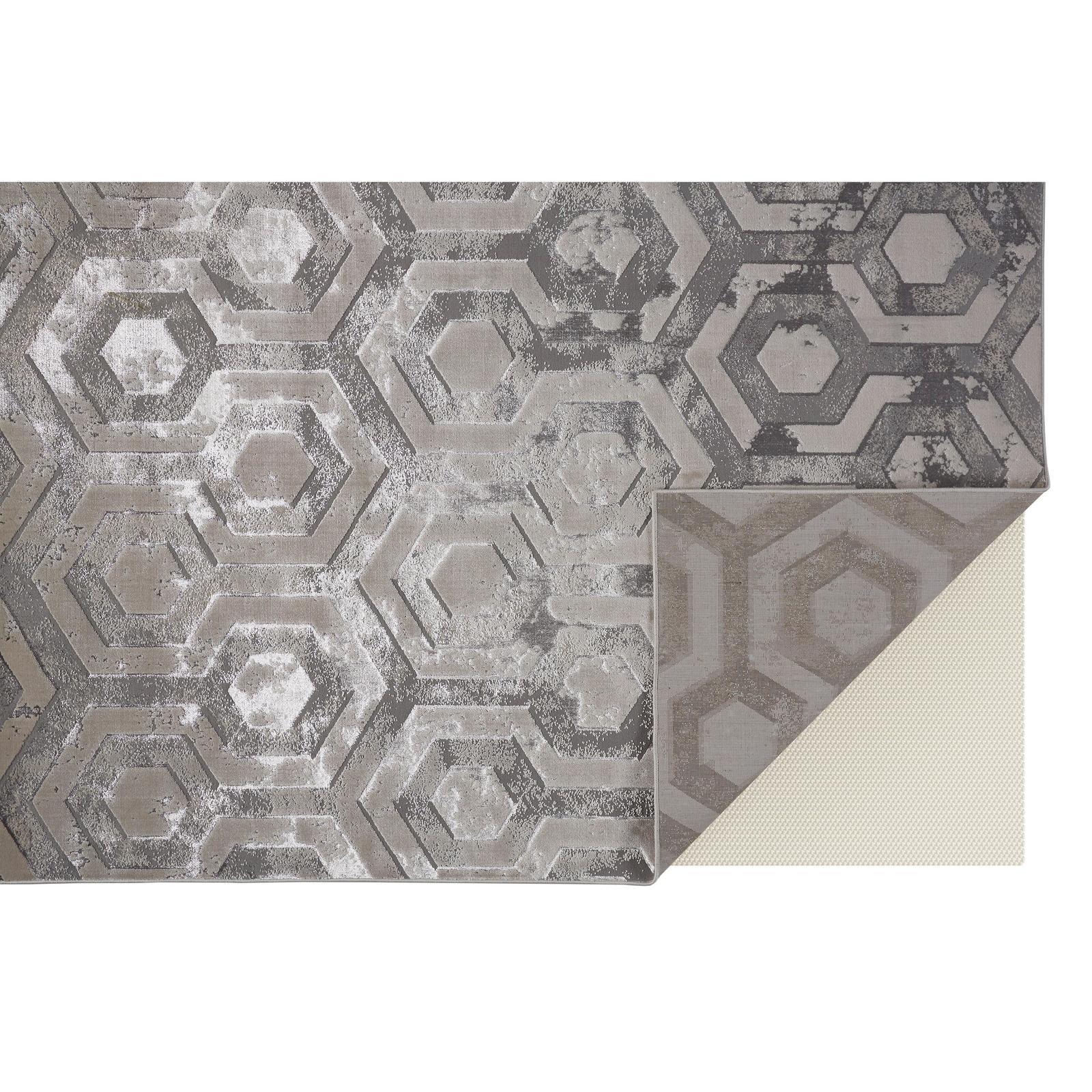Feizy Micah 3046F Modern Distressed Rug in Gray/Taupe/Silver - Image 4