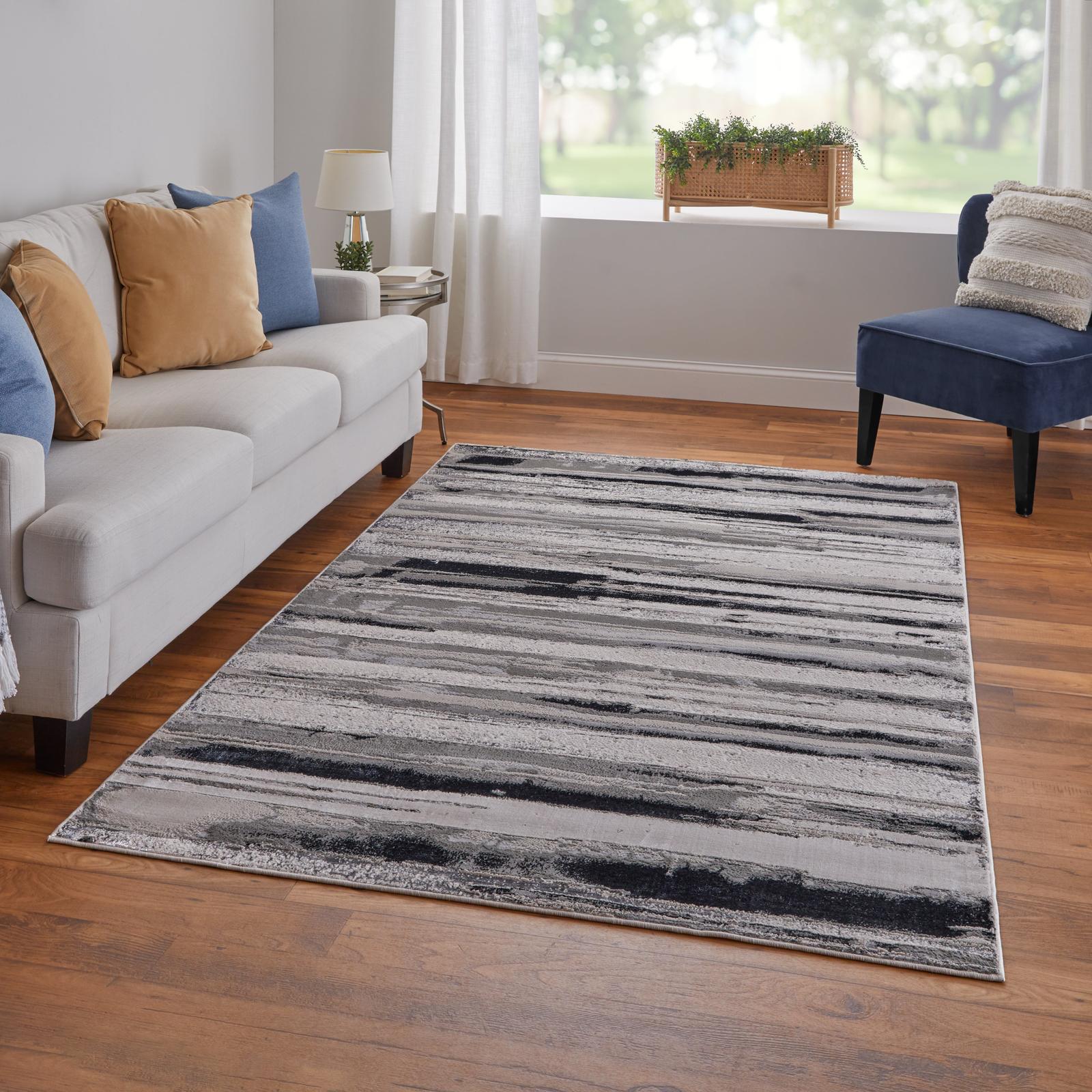 Feizy Micah 3049F Modern Abstract Rug in Silver/Gray/Black - Image 2