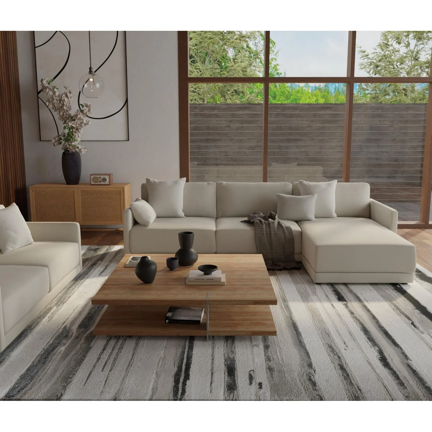 Feizy Micah 3049F Modern Abstract Rug in Silver/Gray/Black - Image 4