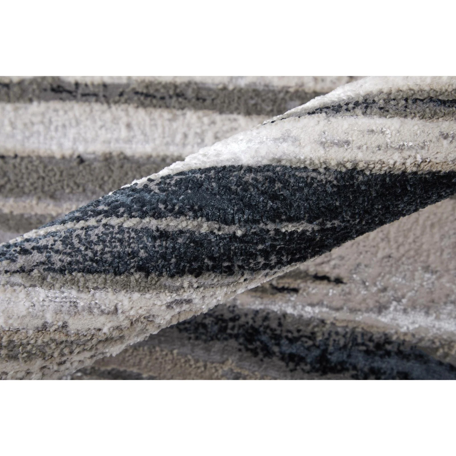 Feizy Micah 3049F Modern Abstract Rug in Silver/Gray/Black - Image 6