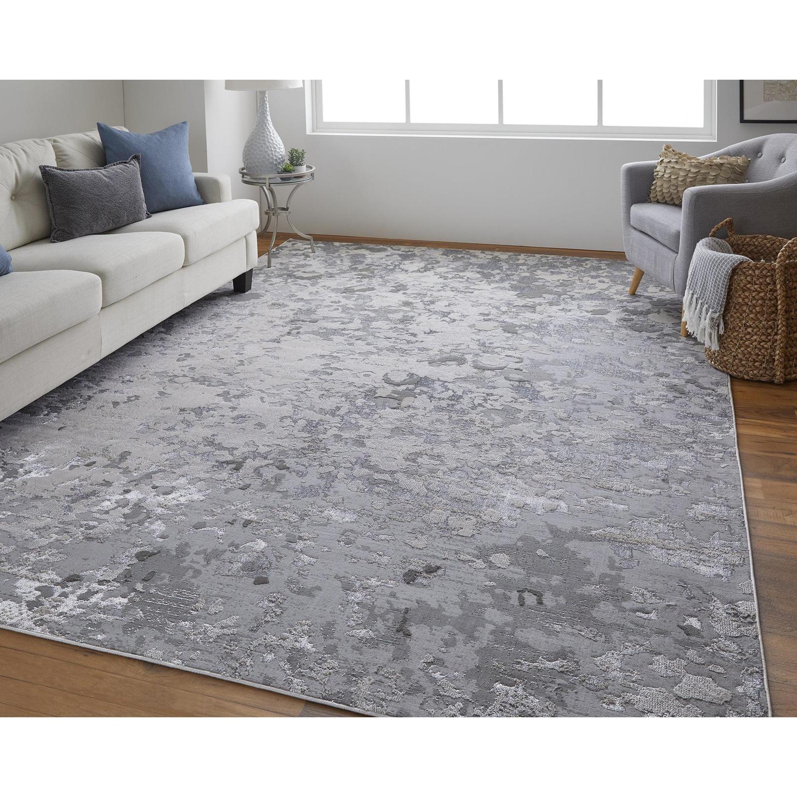 Feizy Micah 3336F Modern Abstract Rug in Silver/Gray/White - Image 2